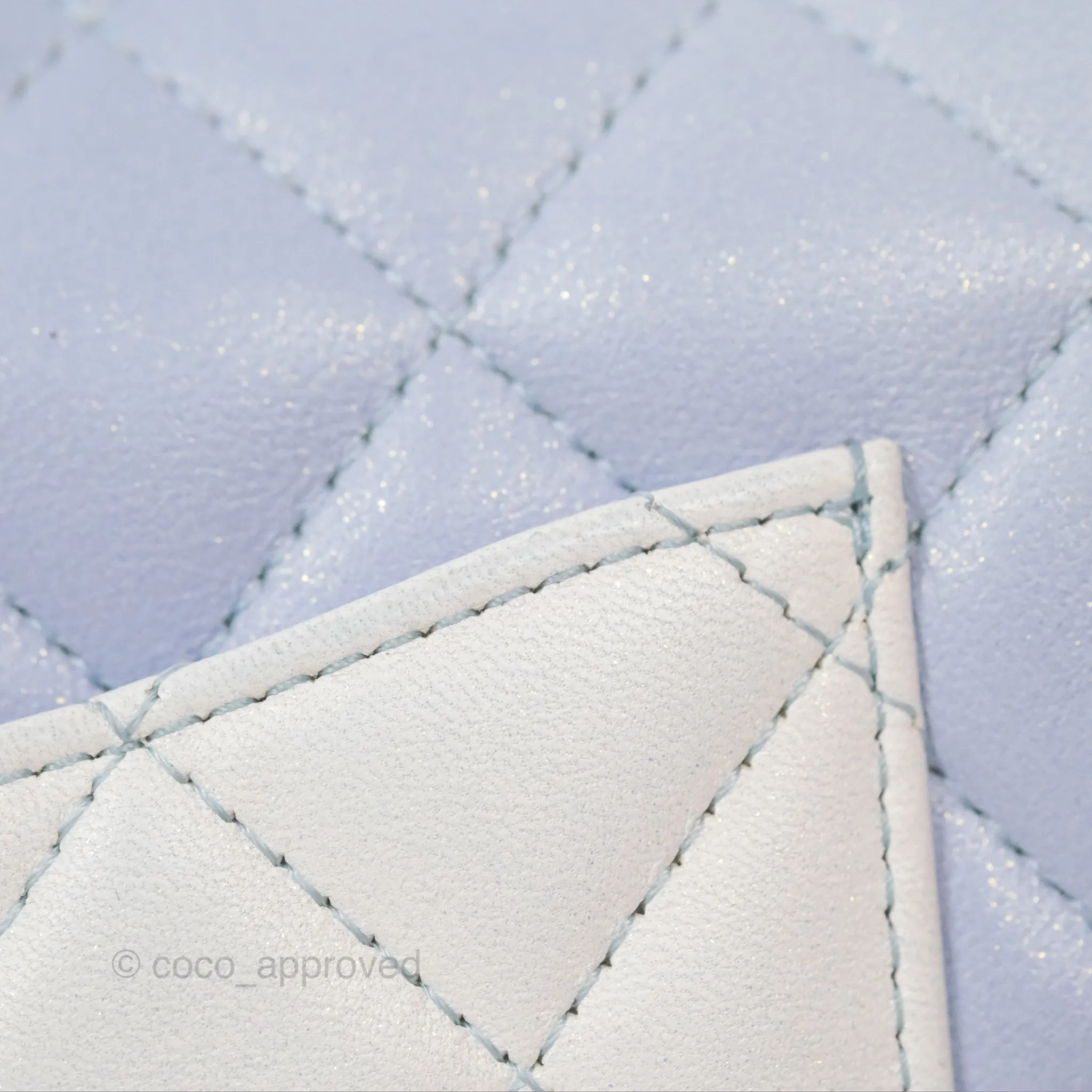 Chanel Quilted Mini Rectangular Flap Ombre Light Blue/Light Purple/White Iridescent Silver Hardware 21K