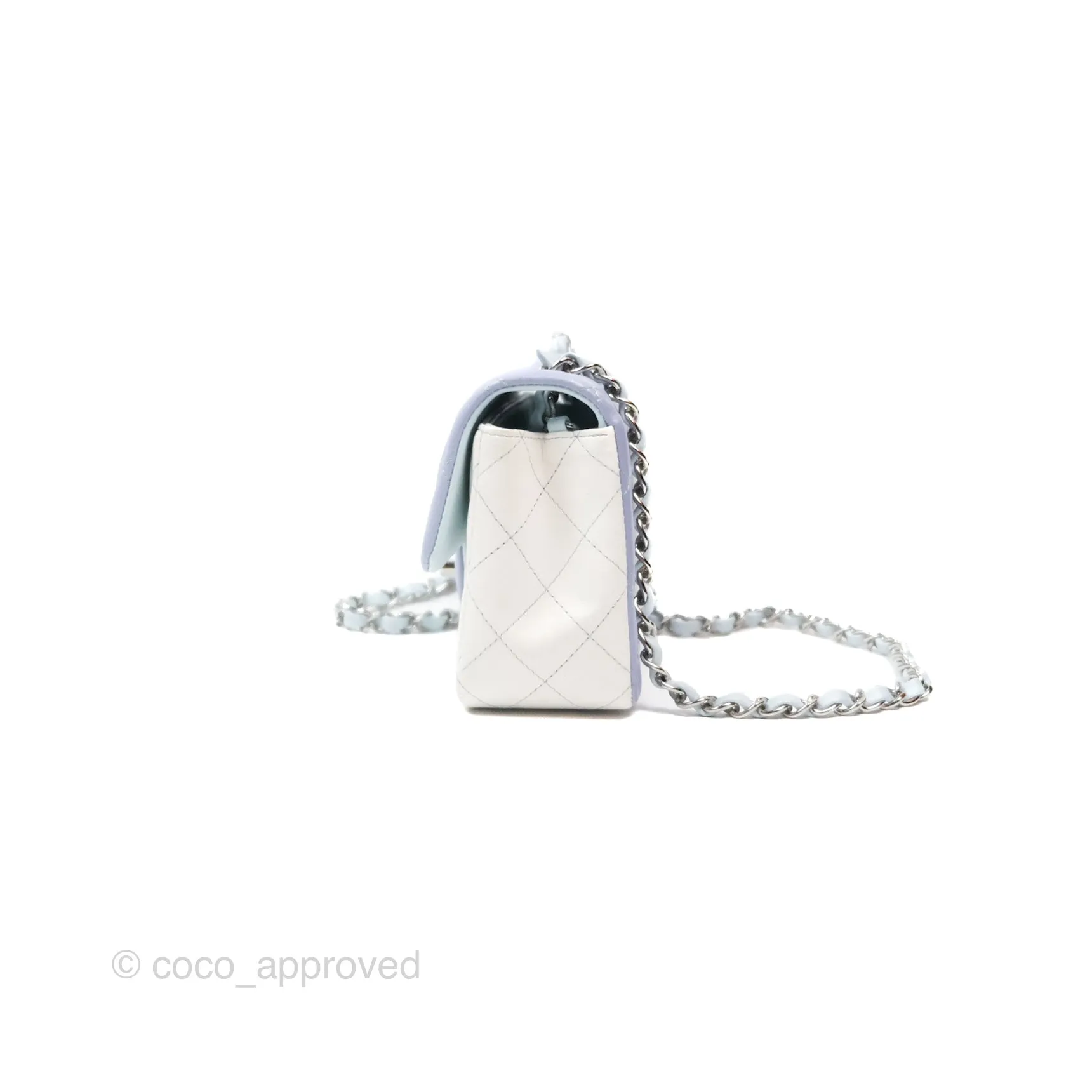 Chanel Quilted Mini Rectangular Flap Ombre Light Blue/Light Purple/White Iridescent Silver Hardware 21K