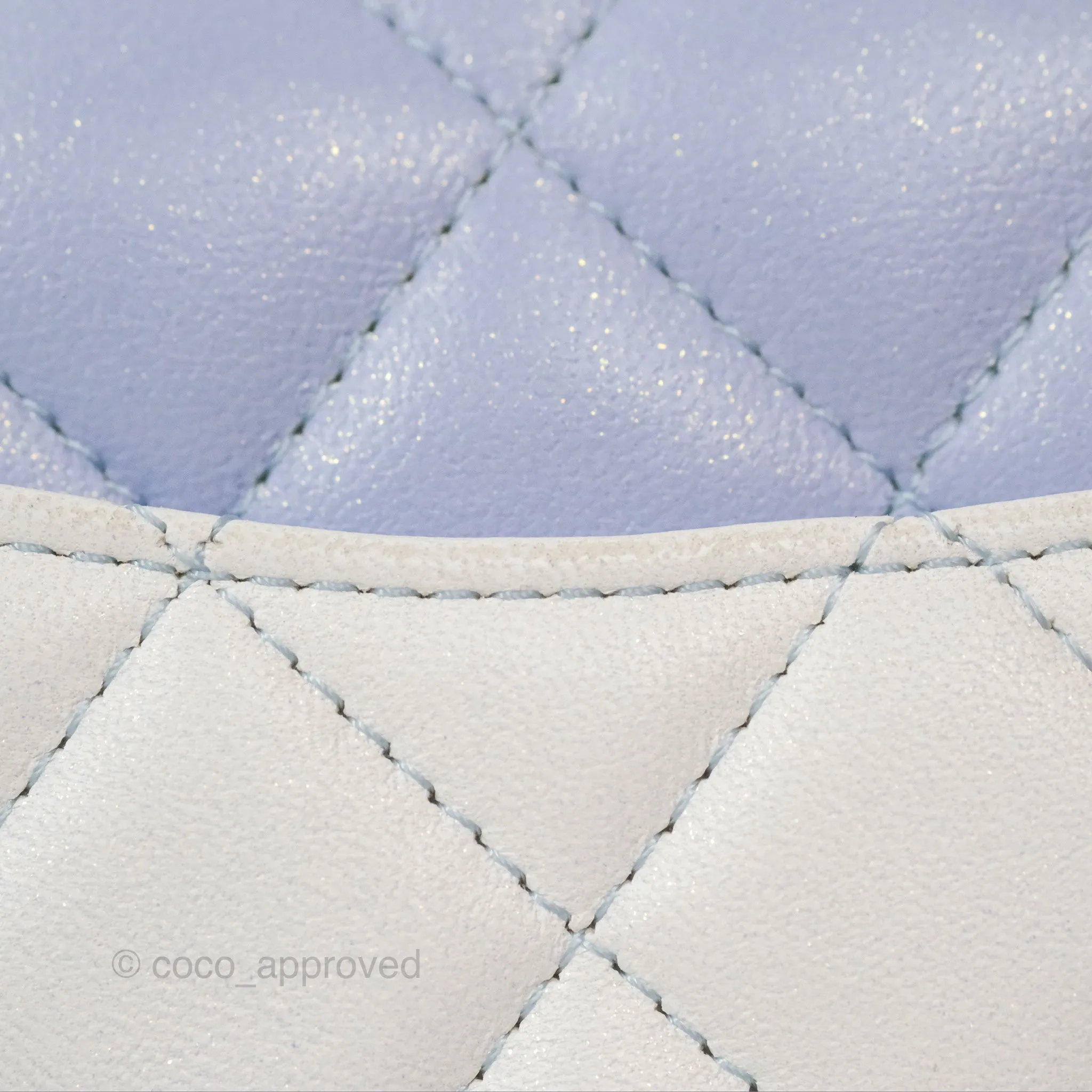 Chanel Quilted Mini Rectangular Flap Ombre Light Blue/Light Purple/White Iridescent Silver Hardware 21K