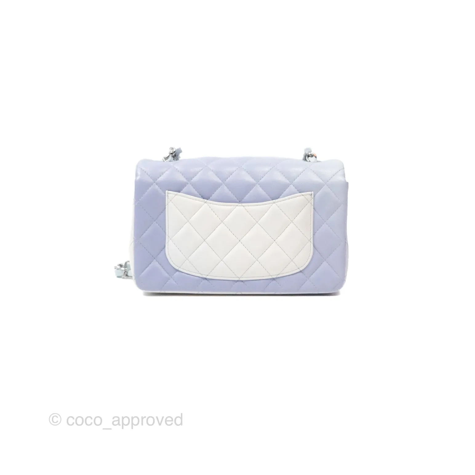 Chanel Quilted Mini Rectangular Flap Ombre Light Blue/Light Purple/White Iridescent Silver Hardware 21K