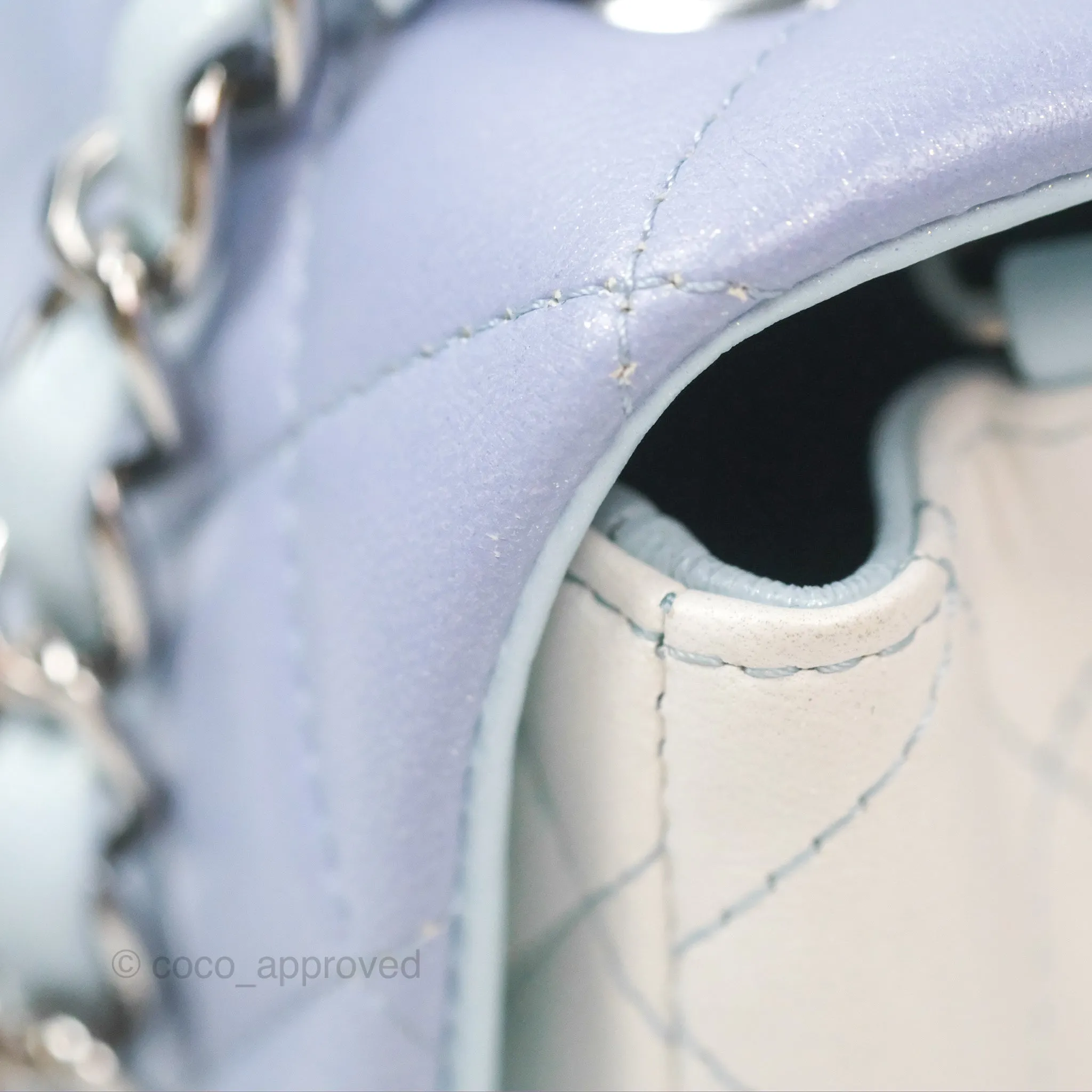 Chanel Quilted Mini Rectangular Flap Ombre Light Blue/Light Purple/White Iridescent Silver Hardware 21K