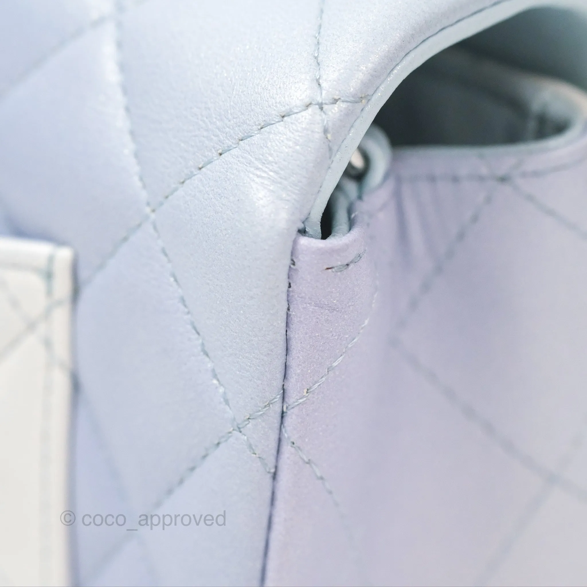 Chanel Quilted Mini Rectangular Flap Ombre Light Blue/Light Purple/White Iridescent Silver Hardware 21K
