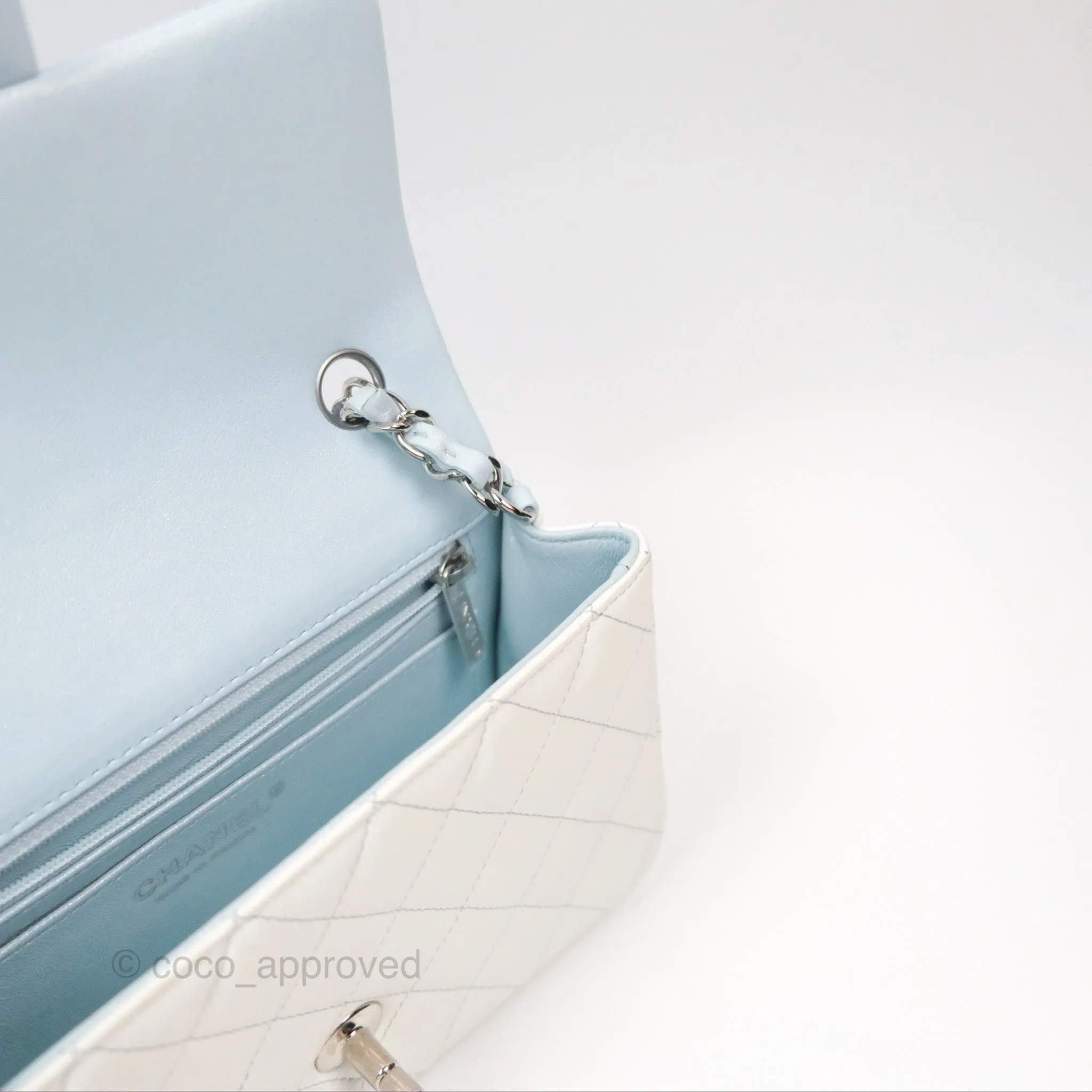 Chanel Quilted Mini Rectangular Flap Ombre Light Blue/Light Purple/White Iridescent Silver Hardware 21K