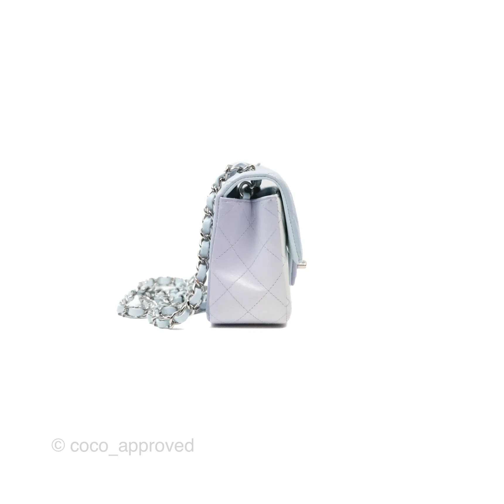 Chanel Quilted Mini Rectangular Flap Ombre Light Blue/Light Purple/White Iridescent Silver Hardware 21K