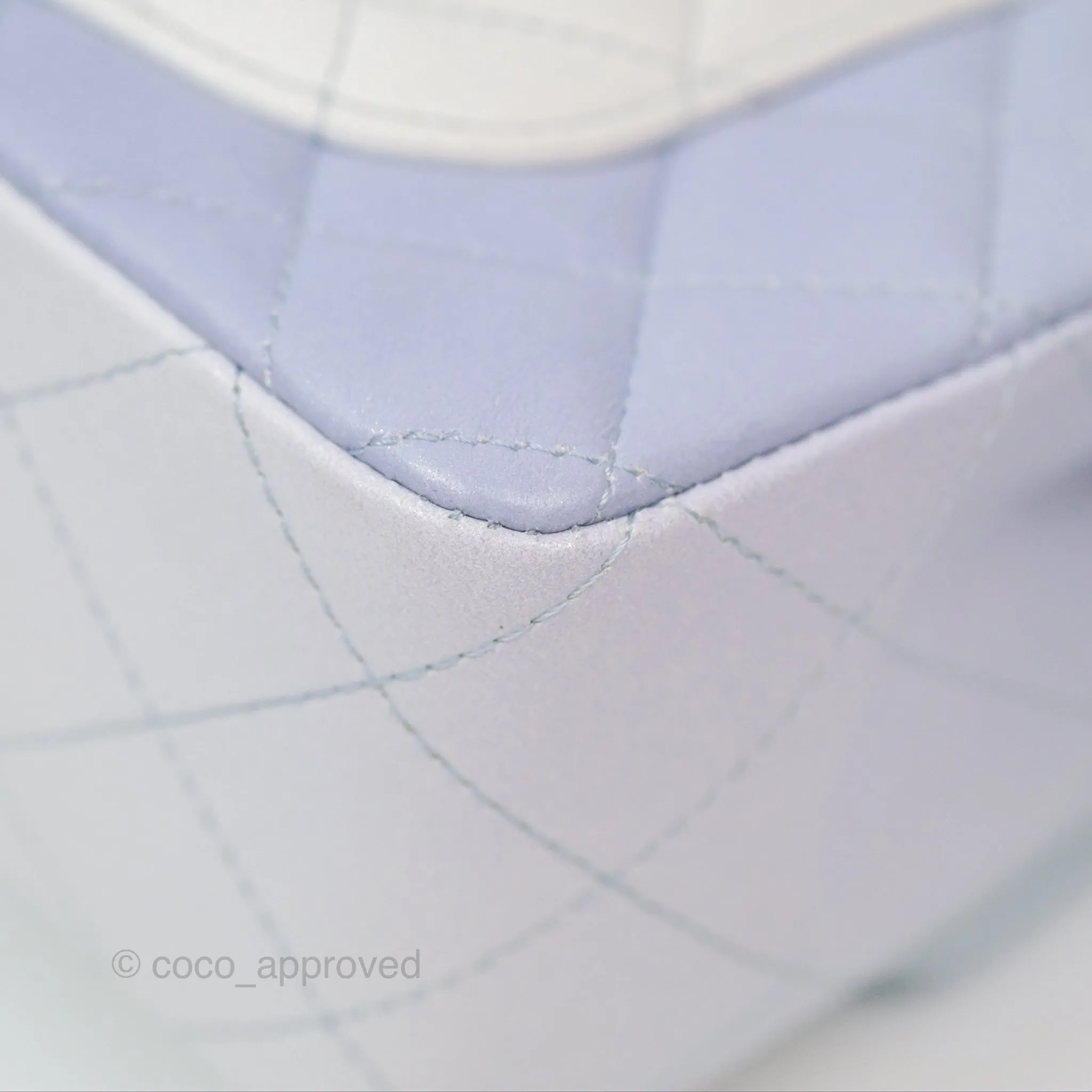 Chanel Quilted Mini Rectangular Flap Ombre Light Blue/Light Purple/White Iridescent Silver Hardware 21K