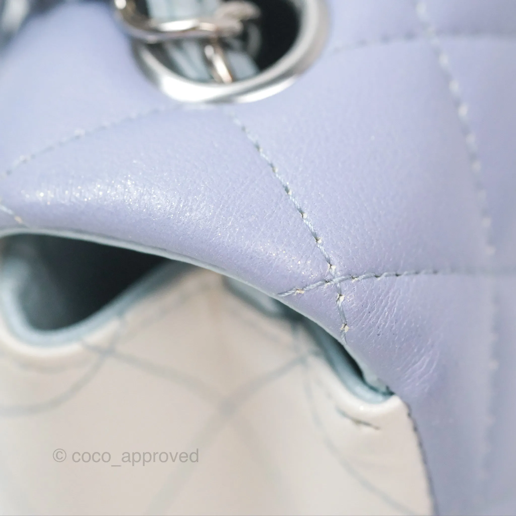Chanel Quilted Mini Rectangular Flap Ombre Light Blue/Light Purple/White Iridescent Silver Hardware 21K