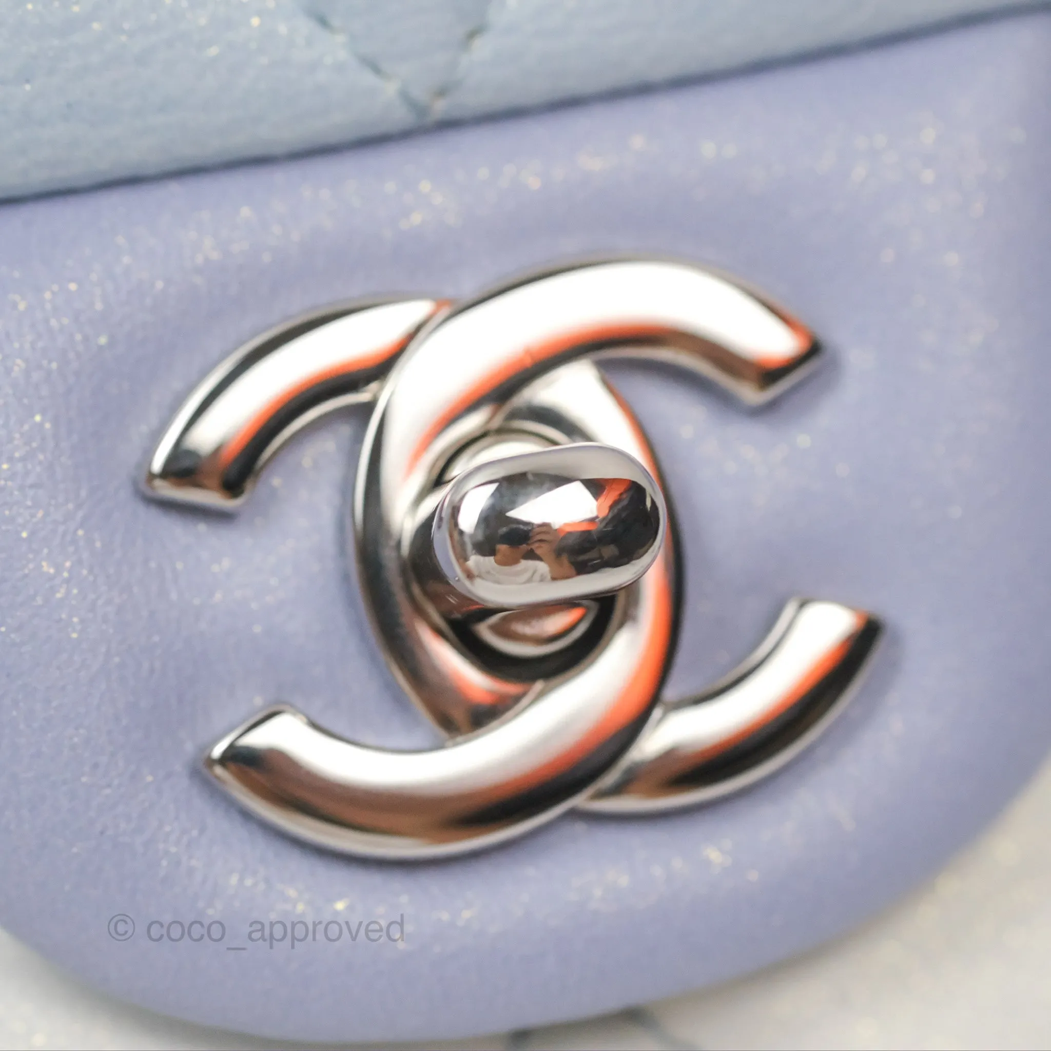 Chanel Quilted Mini Rectangular Flap Ombre Light Blue/Light Purple/White Iridescent Silver Hardware 21K