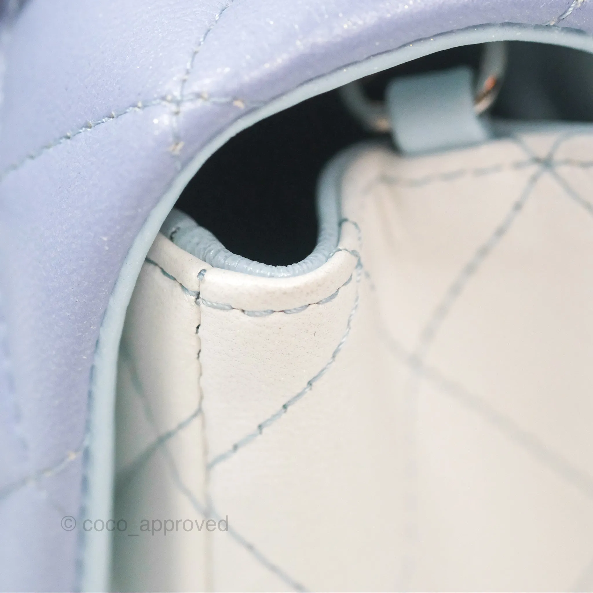Chanel Quilted Mini Rectangular Flap Ombre Light Blue/Light Purple/White Iridescent Silver Hardware 21K