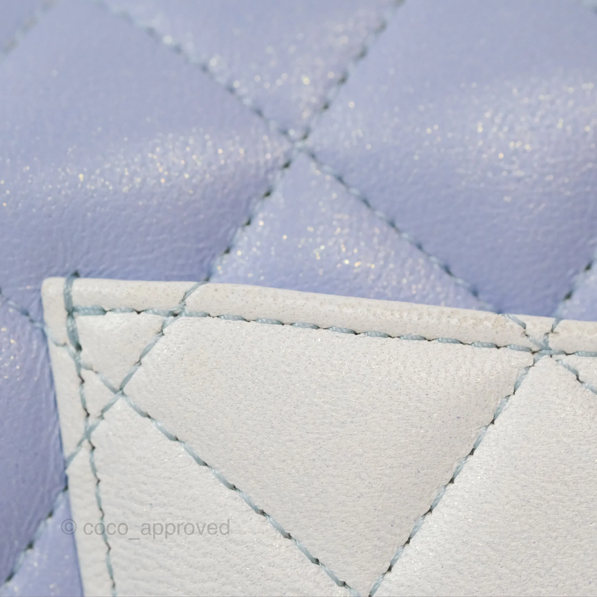 Chanel Quilted Mini Rectangular Flap Ombre Light Blue/Light Purple/White Iridescent Silver Hardware 21K