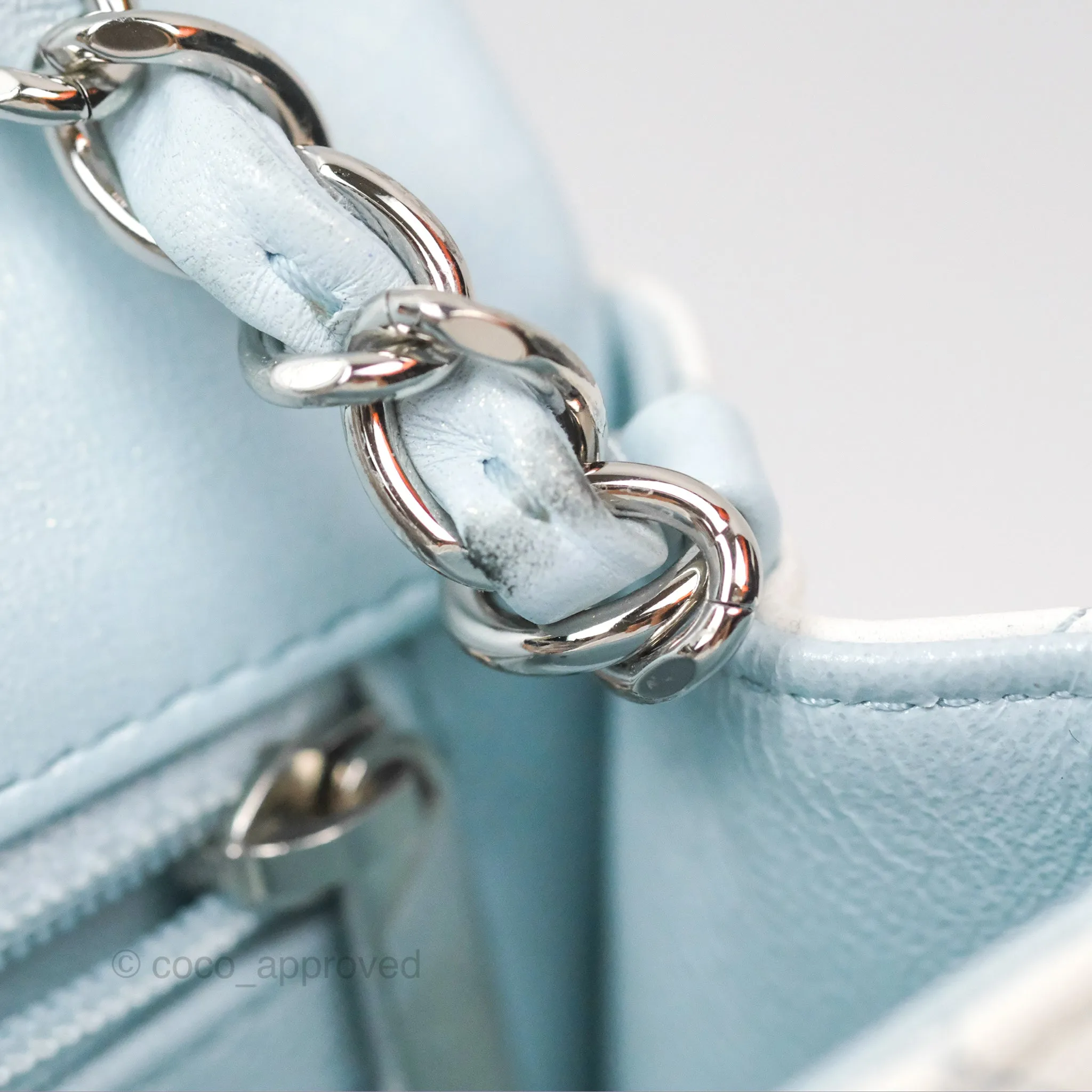 Chanel Quilted Mini Rectangular Flap Ombre Light Blue/Light Purple/White Iridescent Silver Hardware 21K