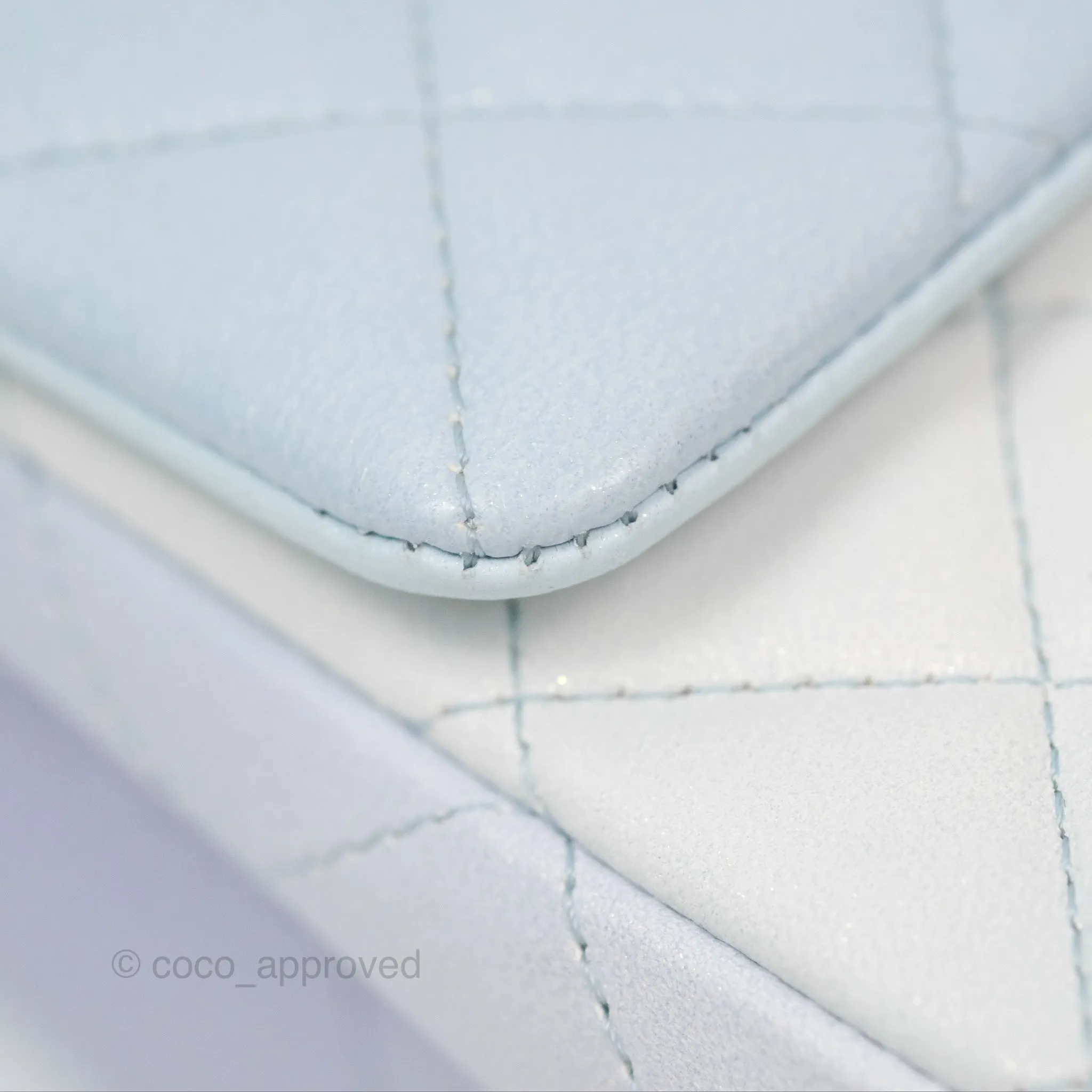 Chanel Quilted Mini Rectangular Flap Ombre Light Blue/Light Purple/White Iridescent Silver Hardware 21K