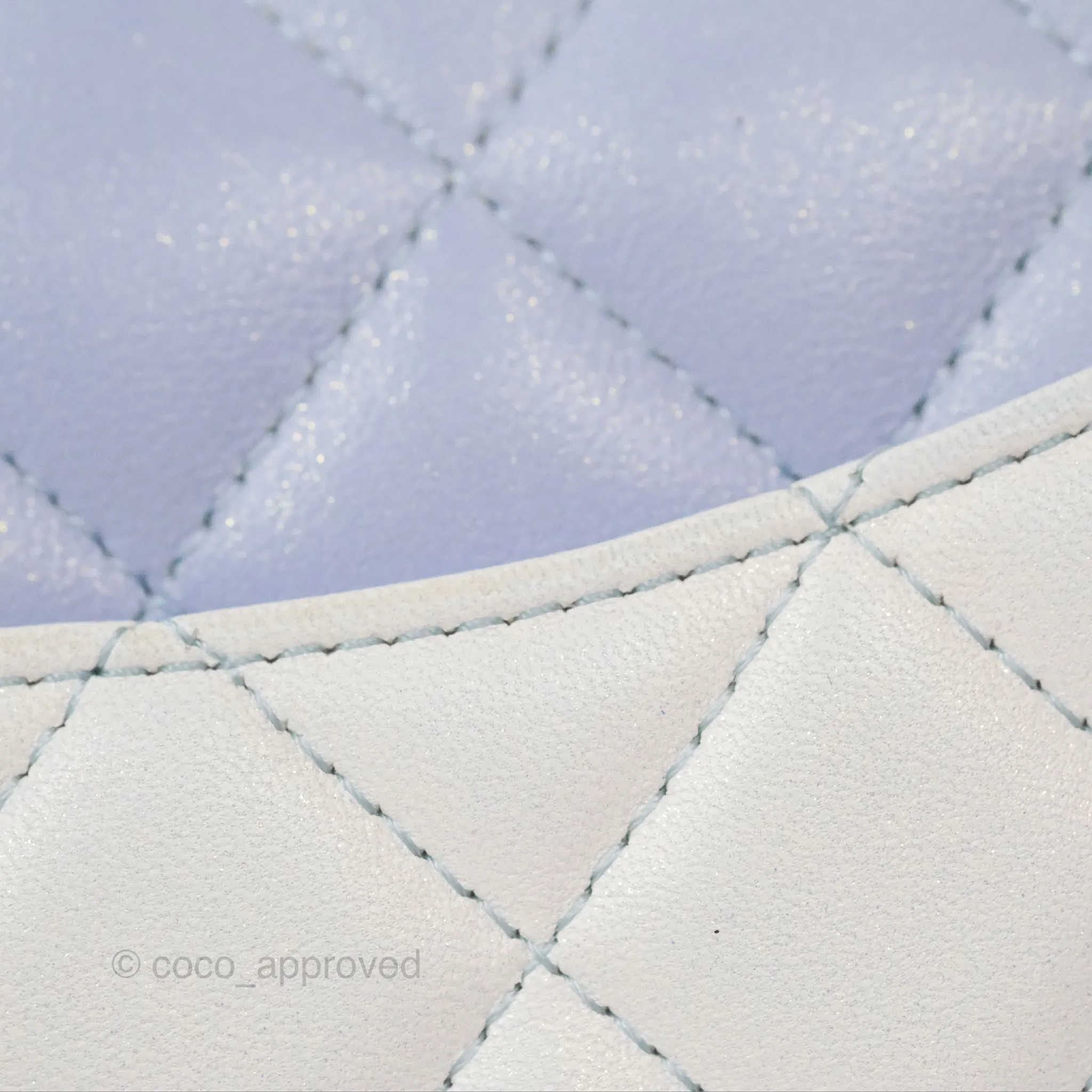 Chanel Quilted Mini Rectangular Flap Ombre Light Blue/Light Purple/White Iridescent Silver Hardware 21K