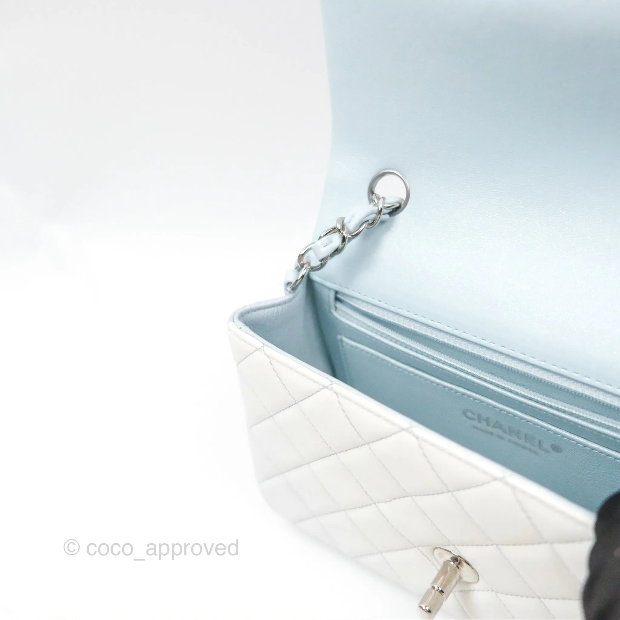 Chanel Quilted Mini Rectangular Flap Ombre Light Blue/Light Purple/White Iridescent Silver Hardware 21K
