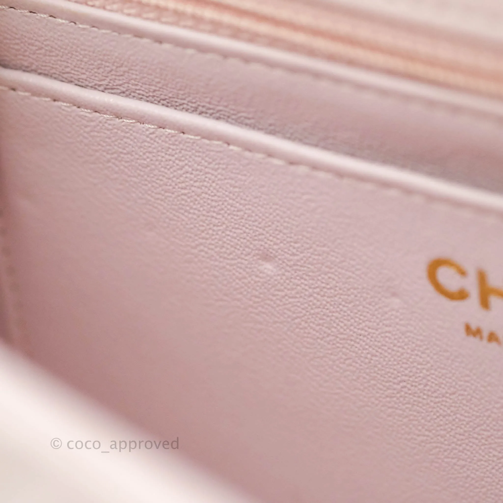 Chanel Quilted Mini Rectangular Flap Pale Pink Lambskin Gold Hardware