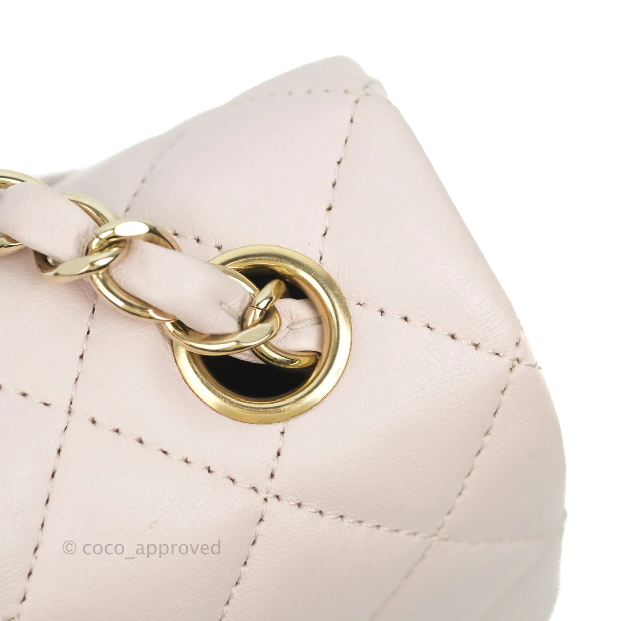 Chanel Quilted Mini Rectangular Flap Pale Pink Lambskin Gold Hardware