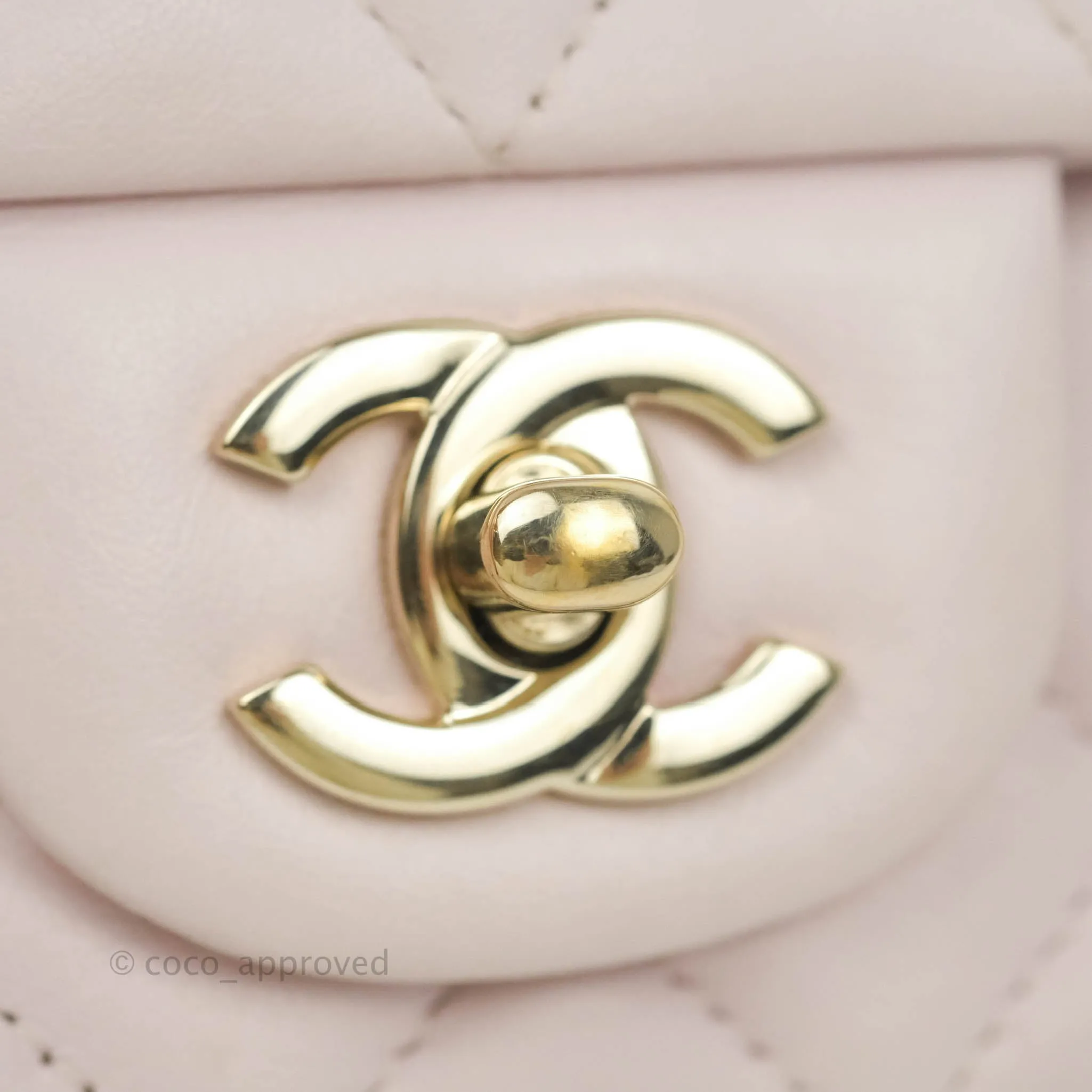 Chanel Quilted Mini Rectangular Flap Pale Pink Lambskin Gold Hardware