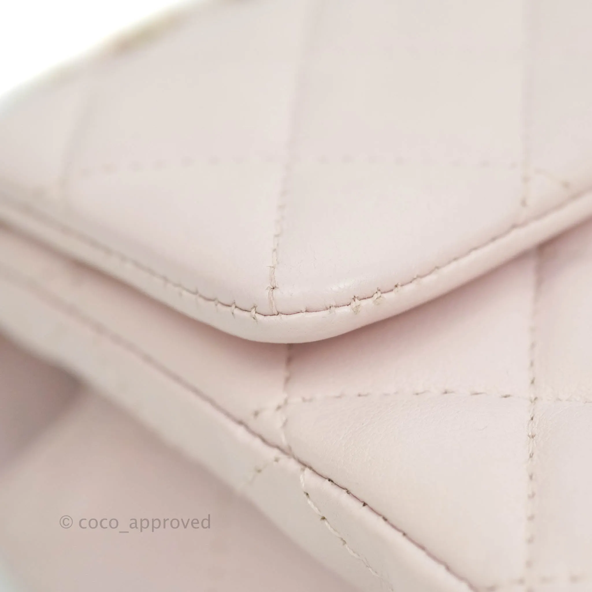 Chanel Quilted Mini Rectangular Flap Pale Pink Lambskin Gold Hardware