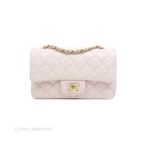 Chanel Quilted Mini Rectangular Flap Pale Pink Lambskin Gold Hardware