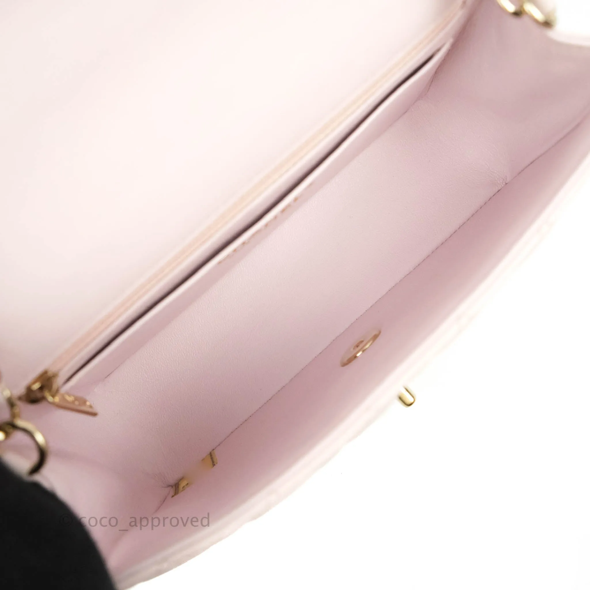 Chanel Quilted Mini Rectangular Flap Pale Pink Lambskin Gold Hardware
