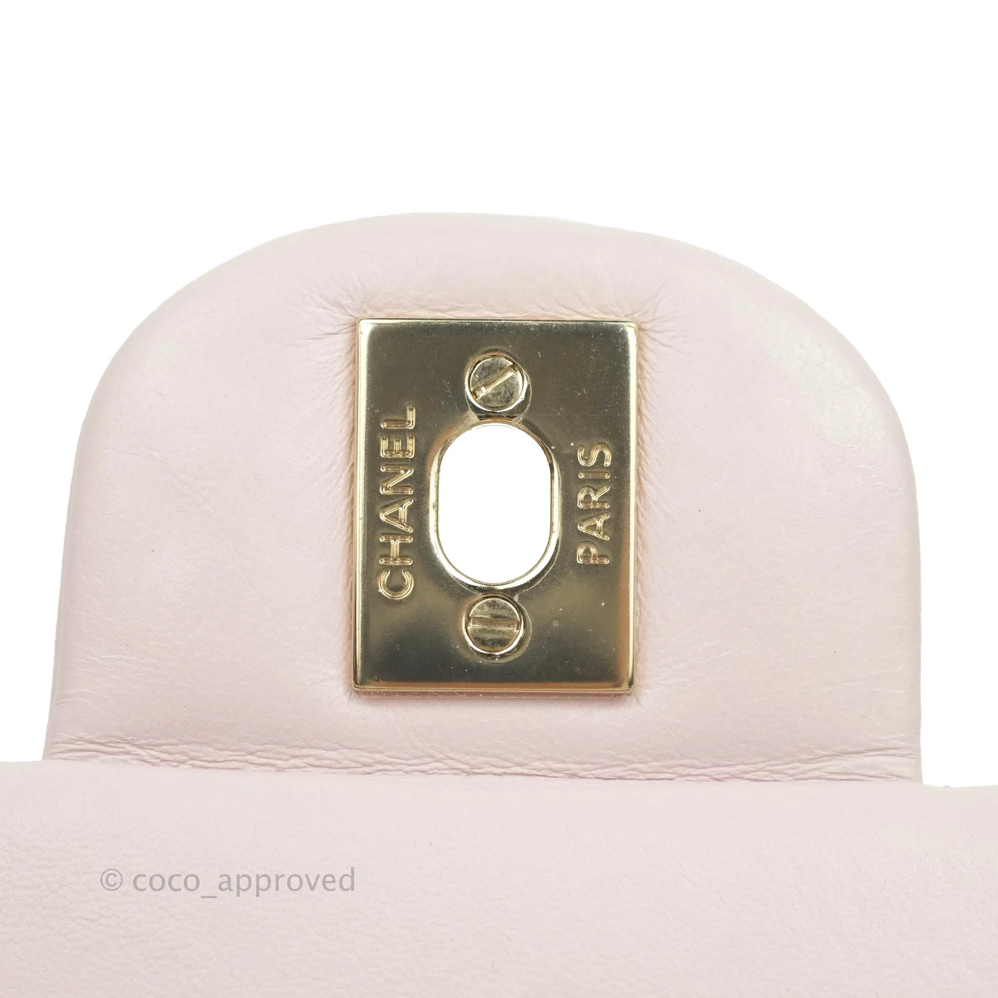 Chanel Quilted Mini Rectangular Flap Pale Pink Lambskin Gold Hardware