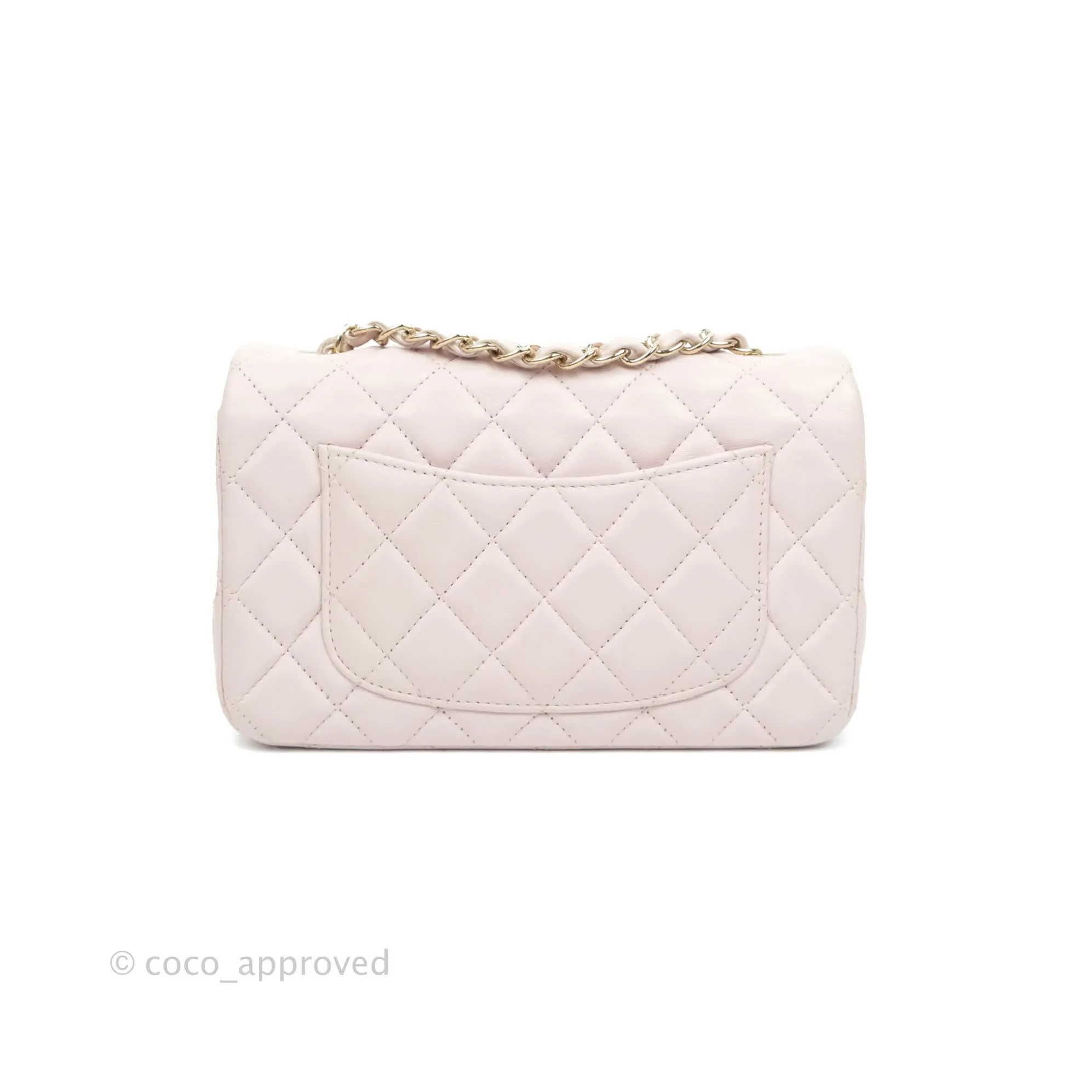 Chanel Quilted Mini Rectangular Flap Pale Pink Lambskin Gold Hardware
