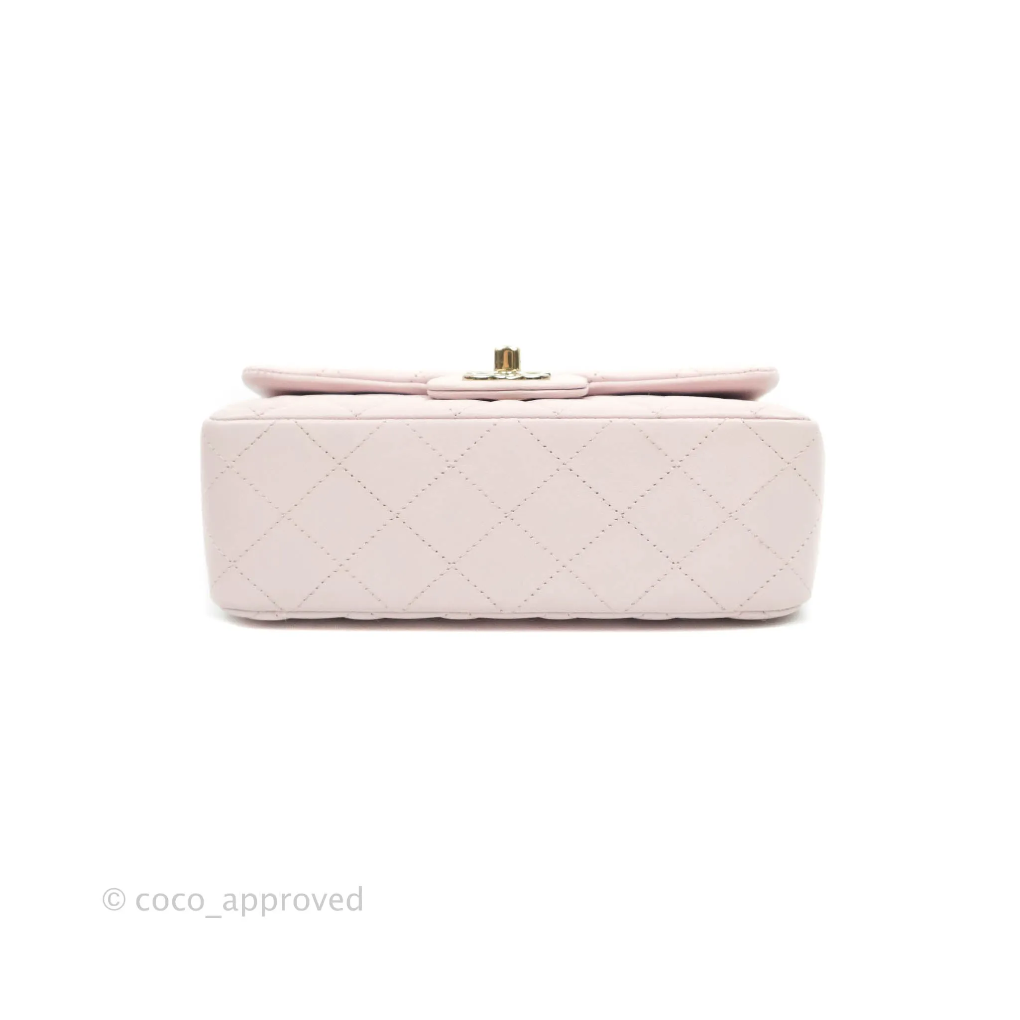 Chanel Quilted Mini Rectangular Flap Pale Pink Lambskin Gold Hardware