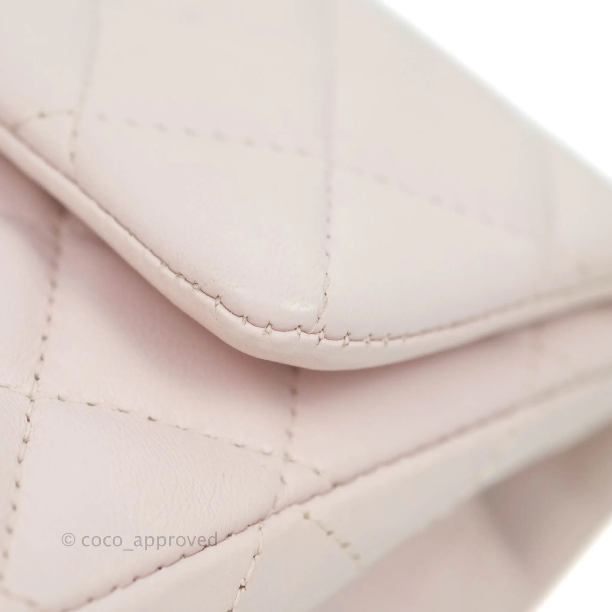 Chanel Quilted Mini Rectangular Flap Pale Pink Lambskin Gold Hardware