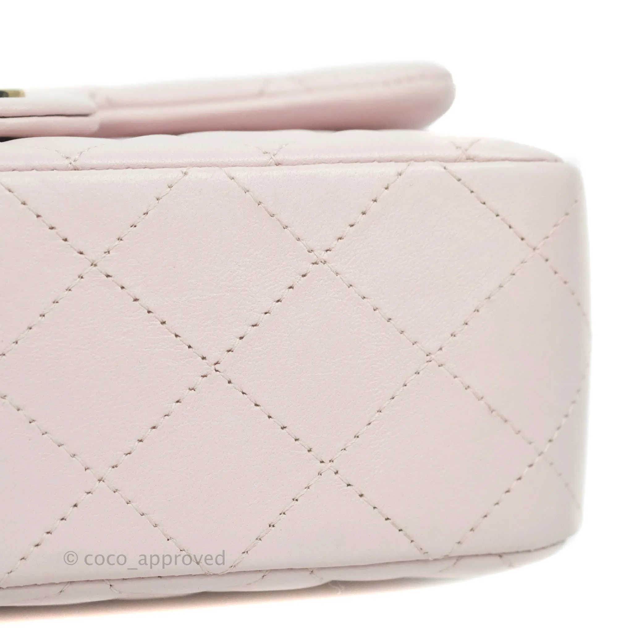 Chanel Quilted Mini Rectangular Flap Pale Pink Lambskin Gold Hardware