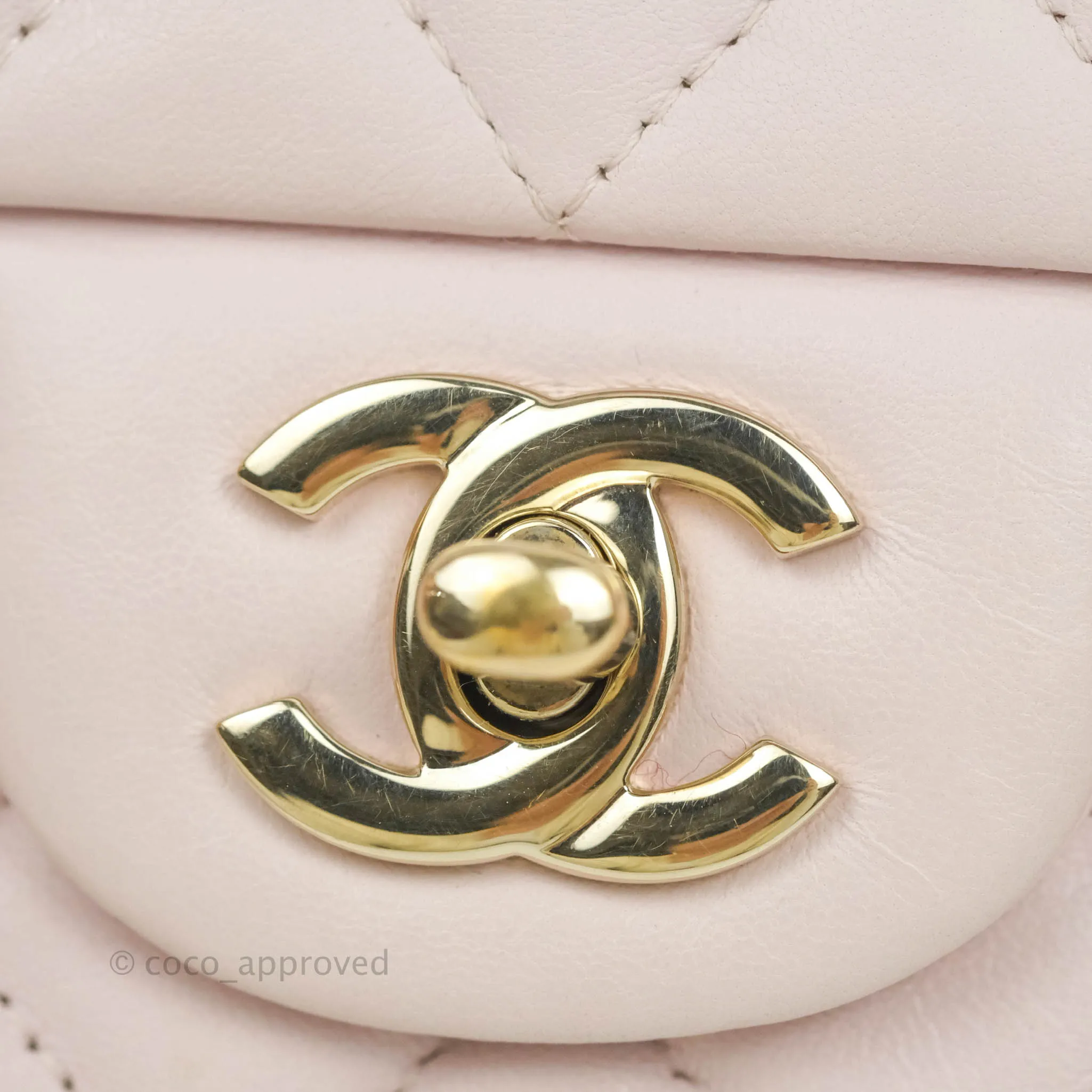 Chanel Quilted Mini Rectangular Flap Pale Pink Lambskin Gold Hardware