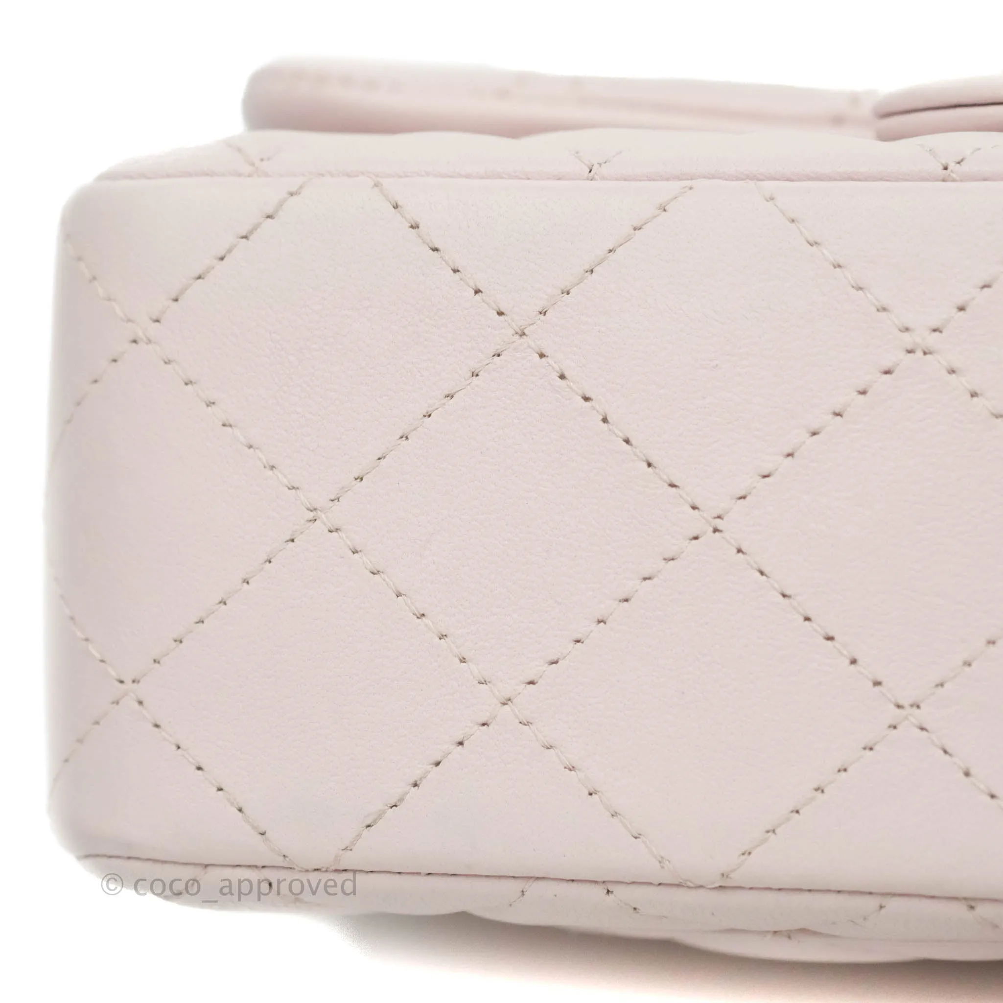 Chanel Quilted Mini Rectangular Flap Pale Pink Lambskin Gold Hardware