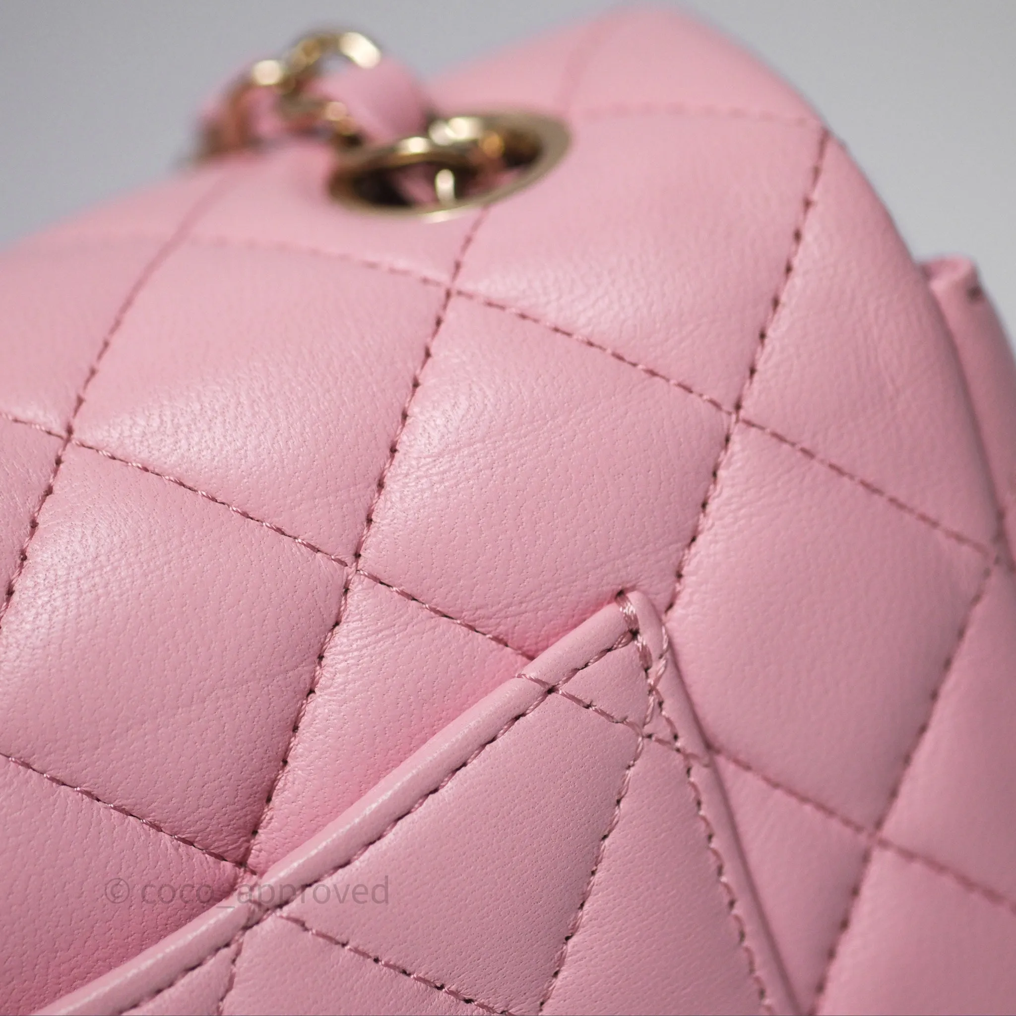 Chanel Quilted Mini Rectangular Flap Pink Lambskin Gold Hardware