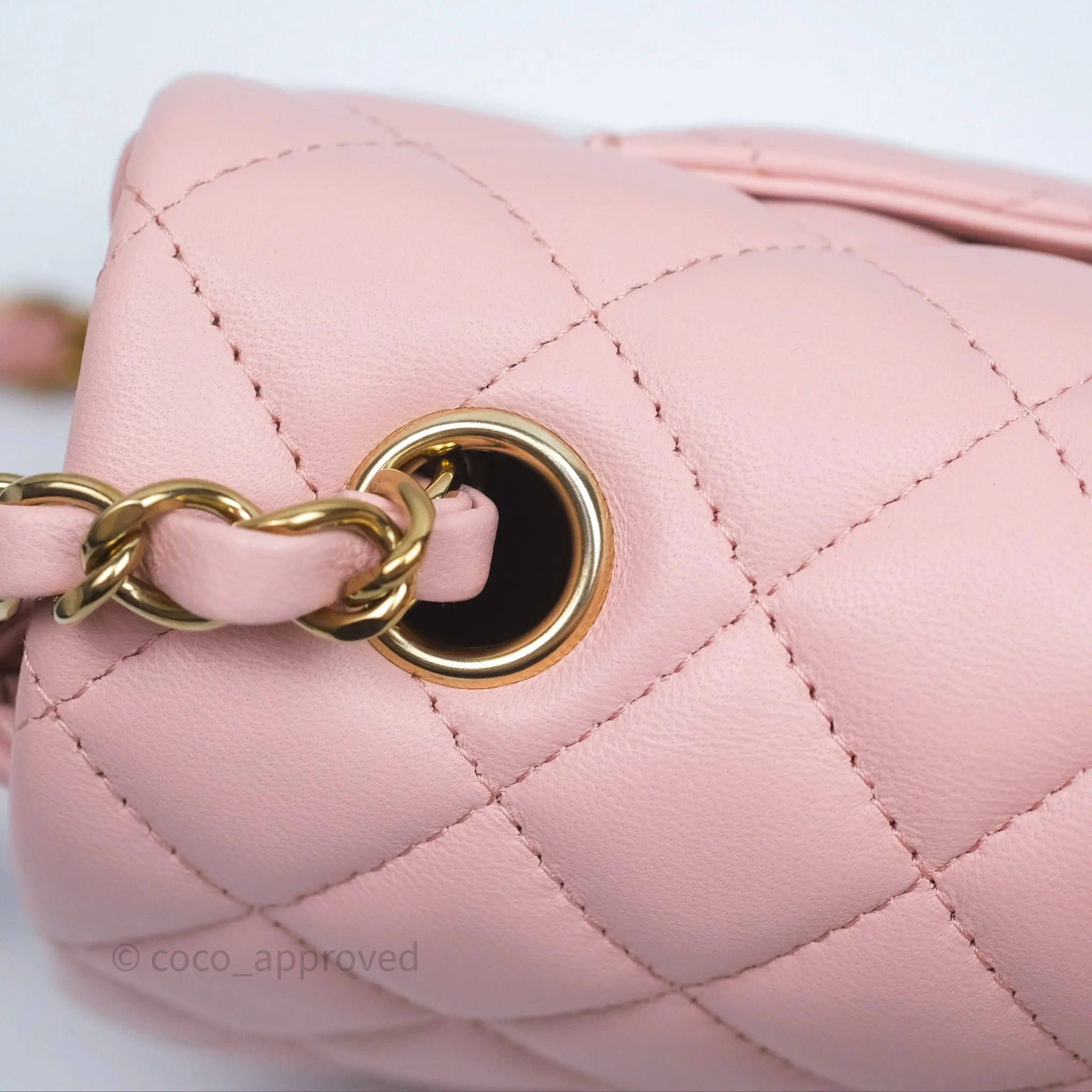 Chanel Quilted Mini Rectangular Flap Pink Lambskin Gold Hardware