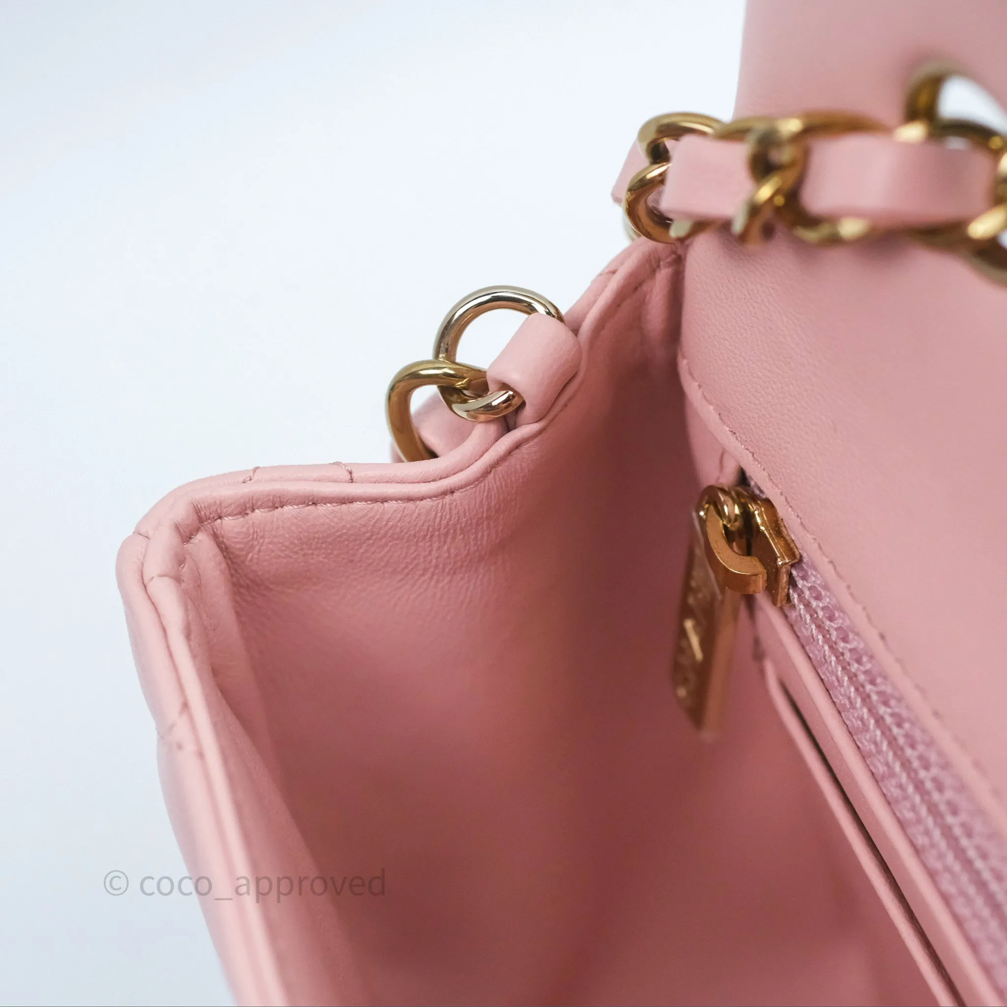 Chanel Quilted Mini Rectangular Flap Pink Lambskin Gold Hardware
