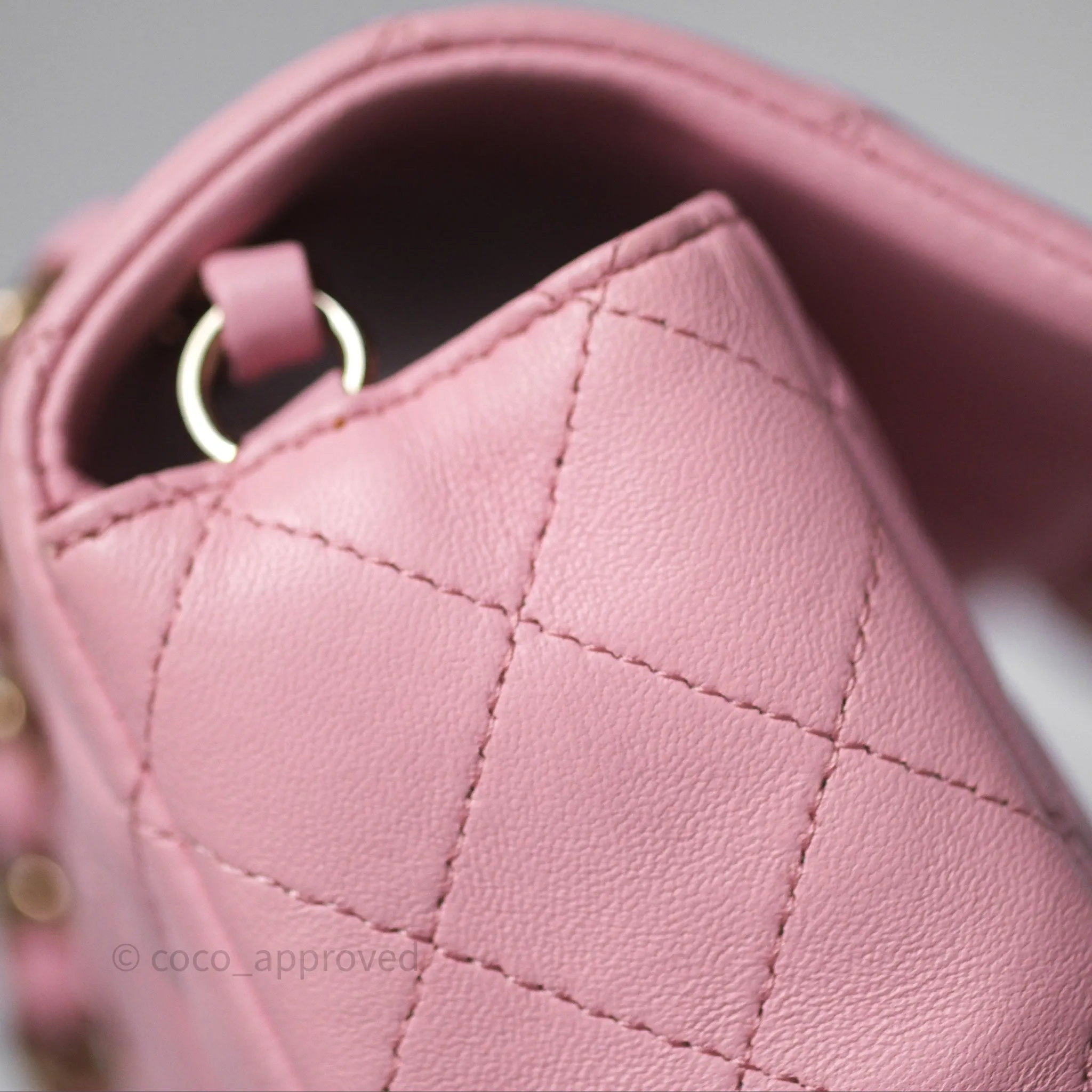 Chanel Quilted Mini Rectangular Flap Pink Lambskin Gold Hardware