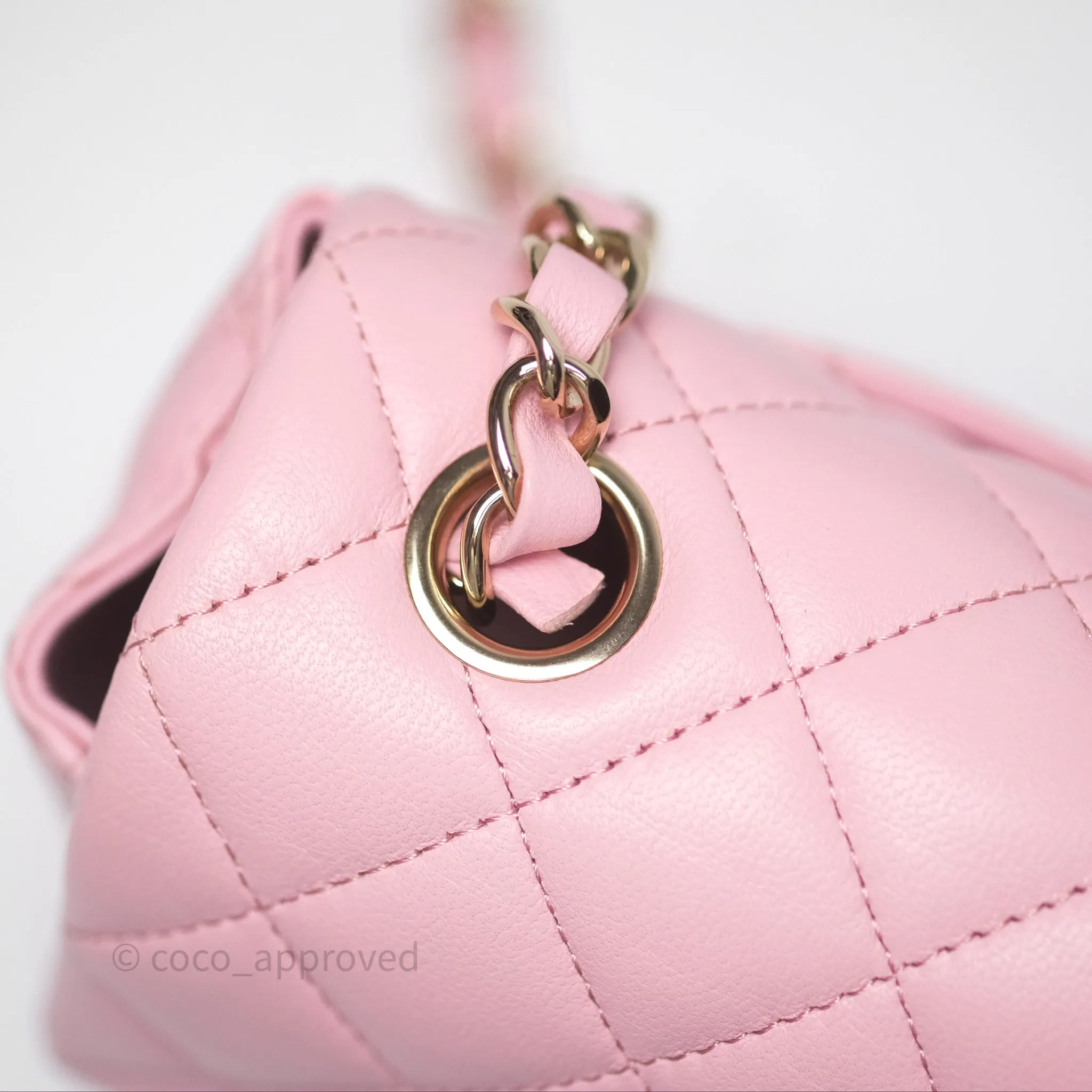 Chanel Quilted Mini Rectangular Flap Pink Lambskin Gold Hardware