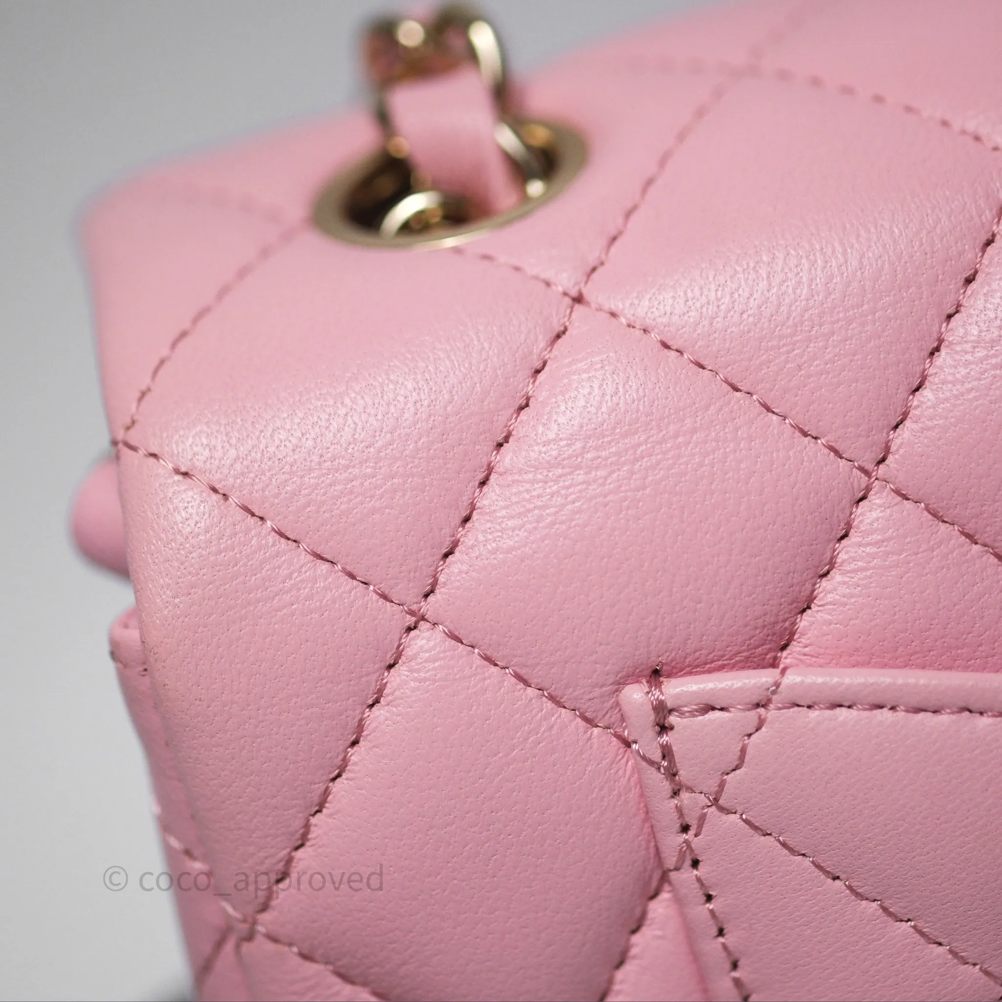 Chanel Quilted Mini Rectangular Flap Pink Lambskin Gold Hardware