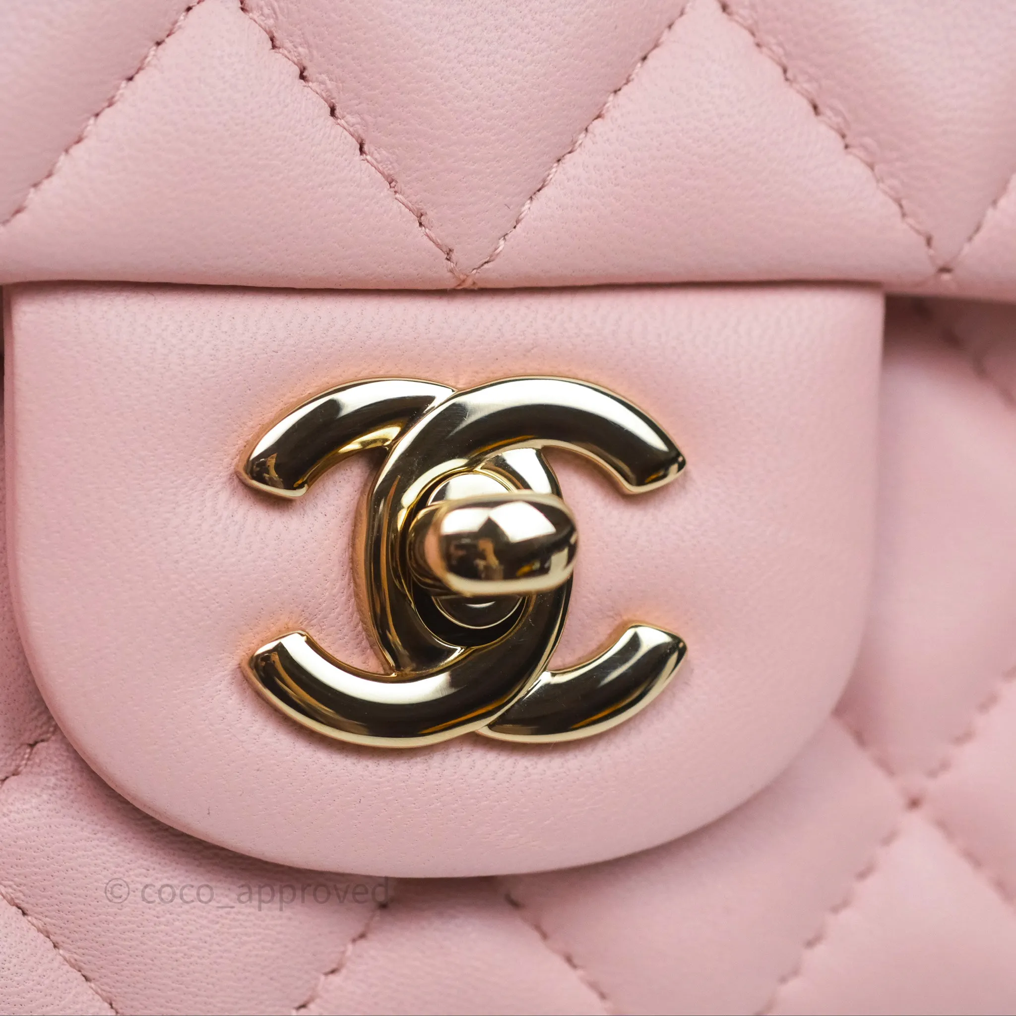 Chanel Quilted Mini Rectangular Flap Pink Lambskin Gold Hardware