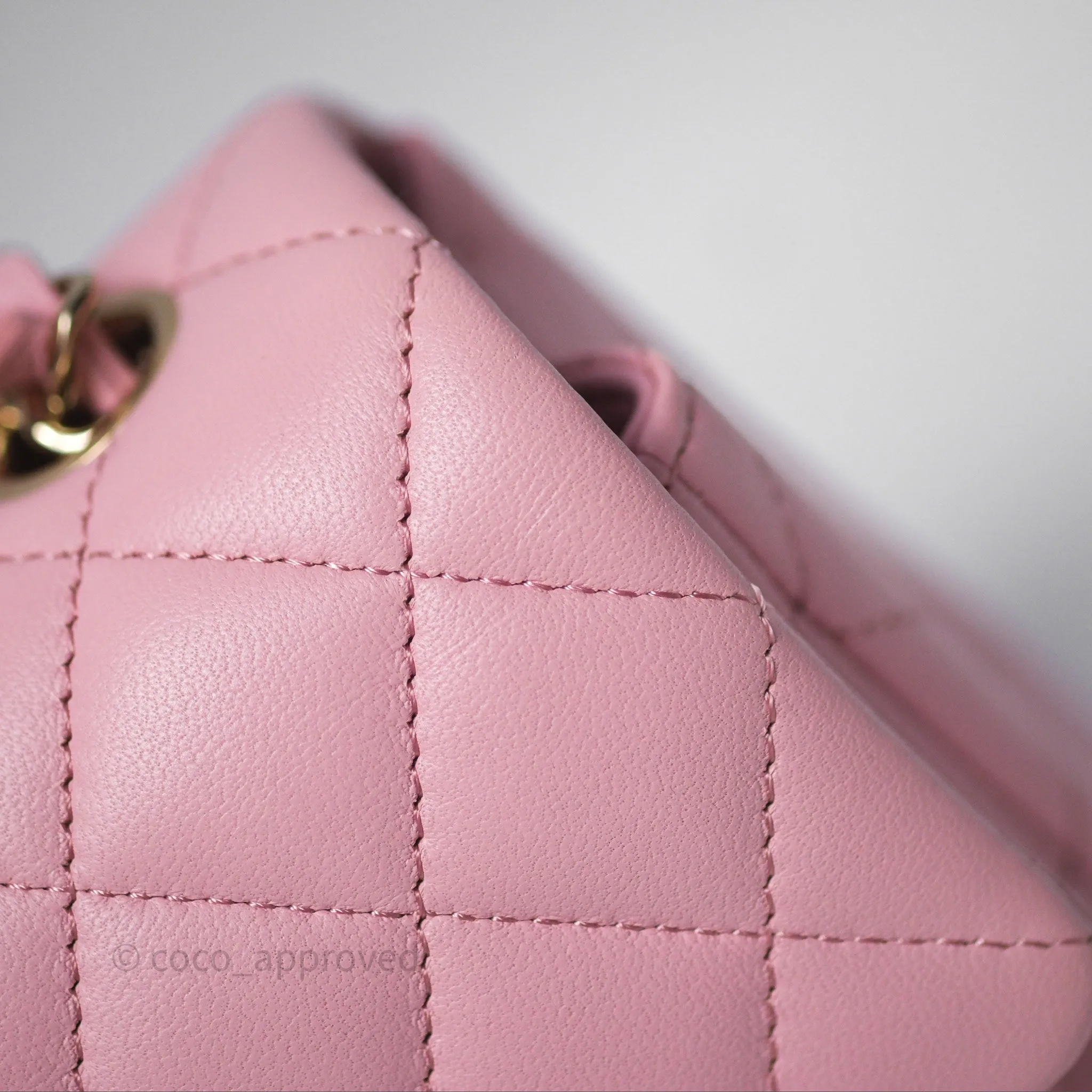 Chanel Quilted Mini Rectangular Flap Pink Lambskin Gold Hardware