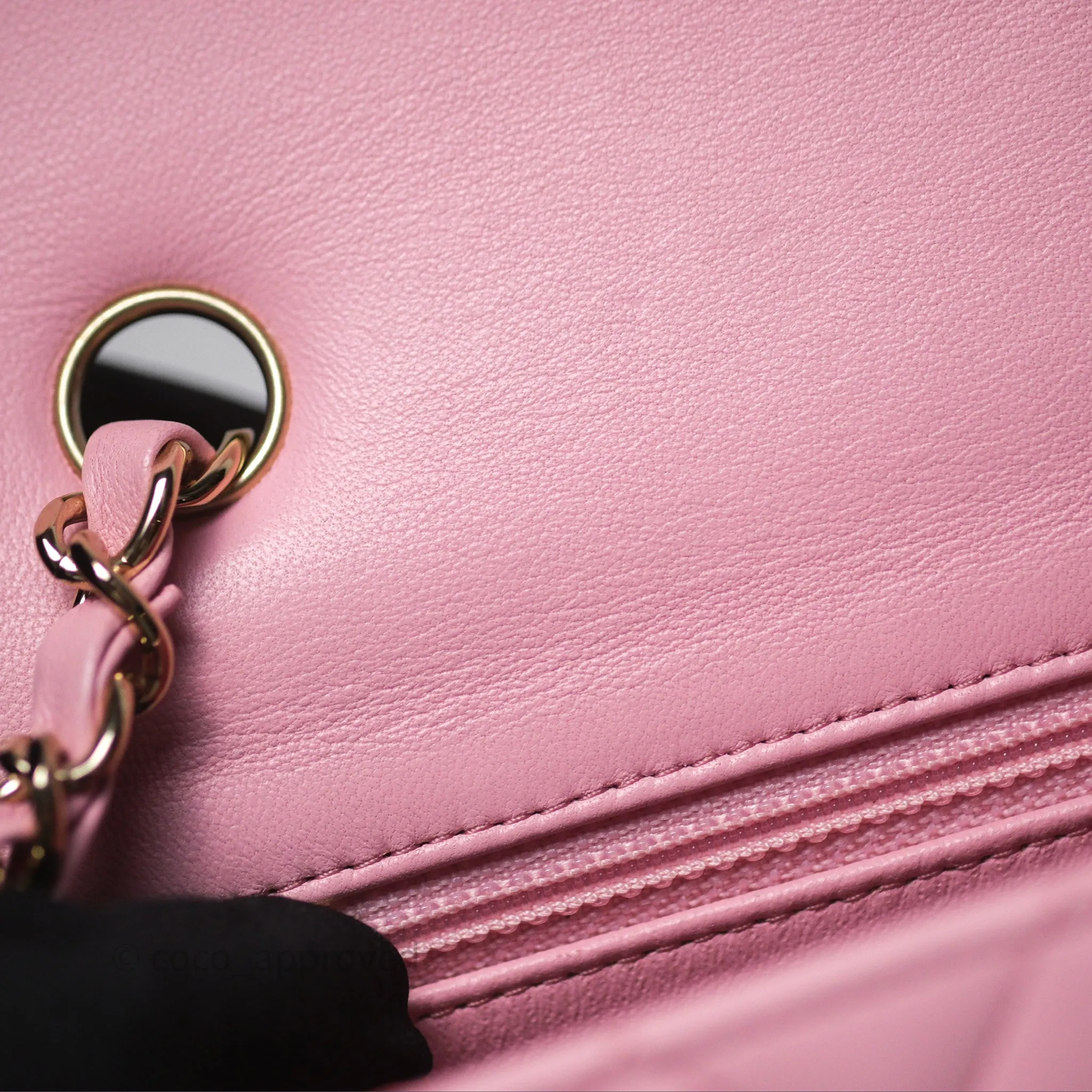 Chanel Quilted Mini Rectangular Flap Pink Lambskin Gold Hardware