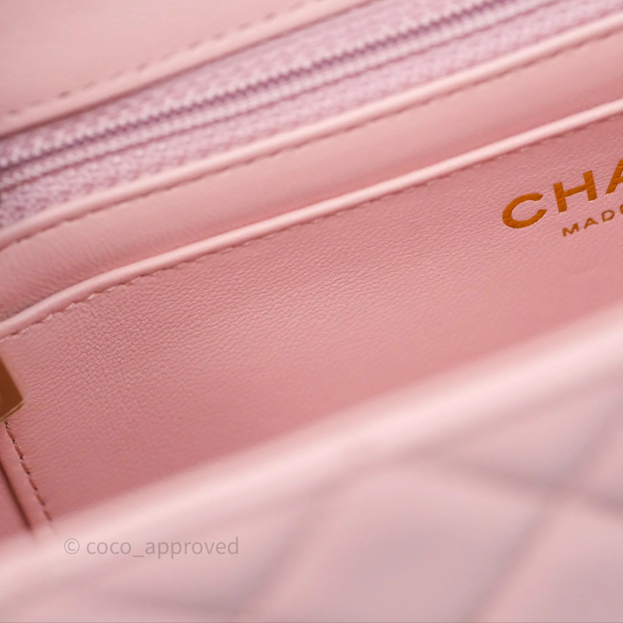 Chanel Quilted Mini Rectangular Flap Pink Lambskin Gold Hardware