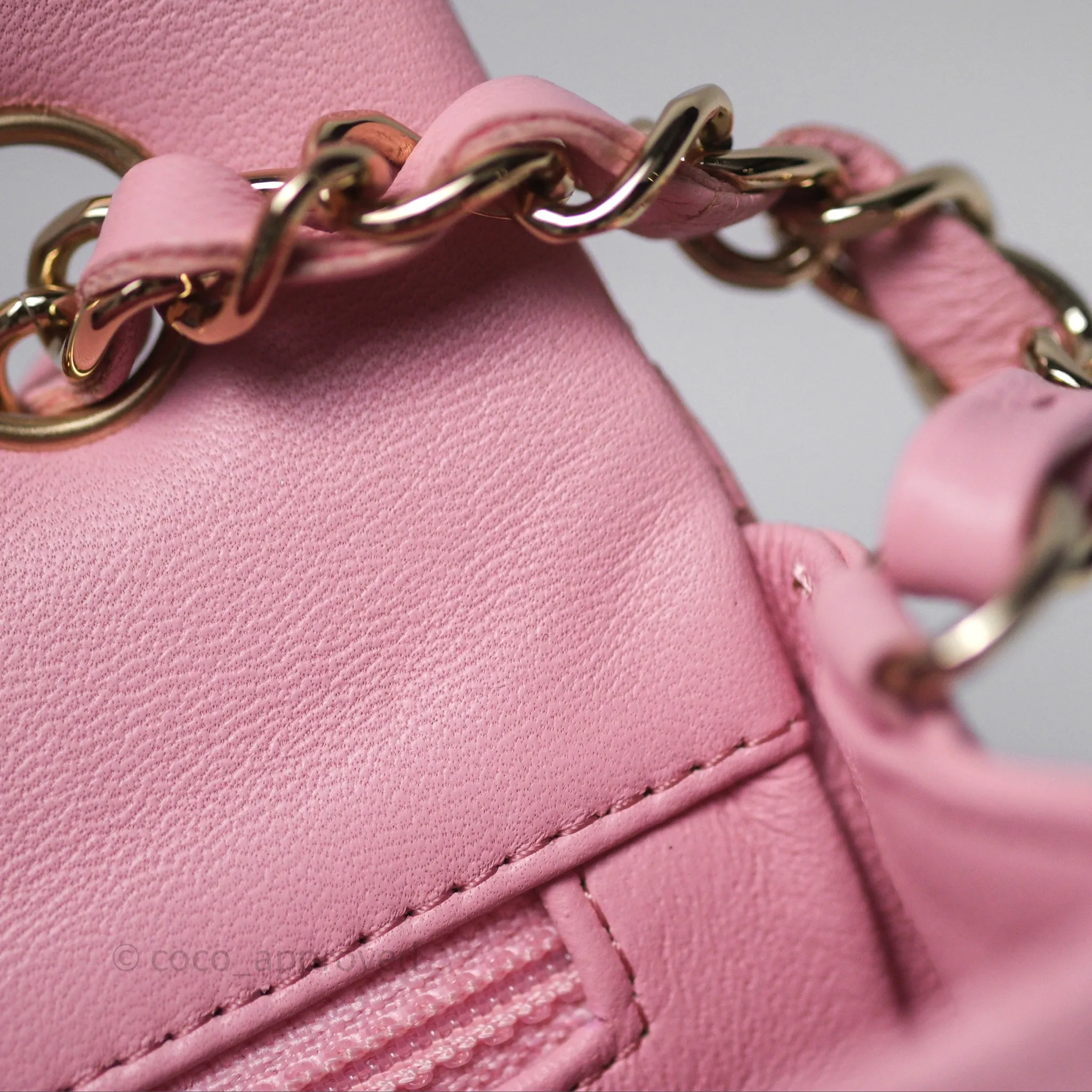 Chanel Quilted Mini Rectangular Flap Pink Lambskin Gold Hardware