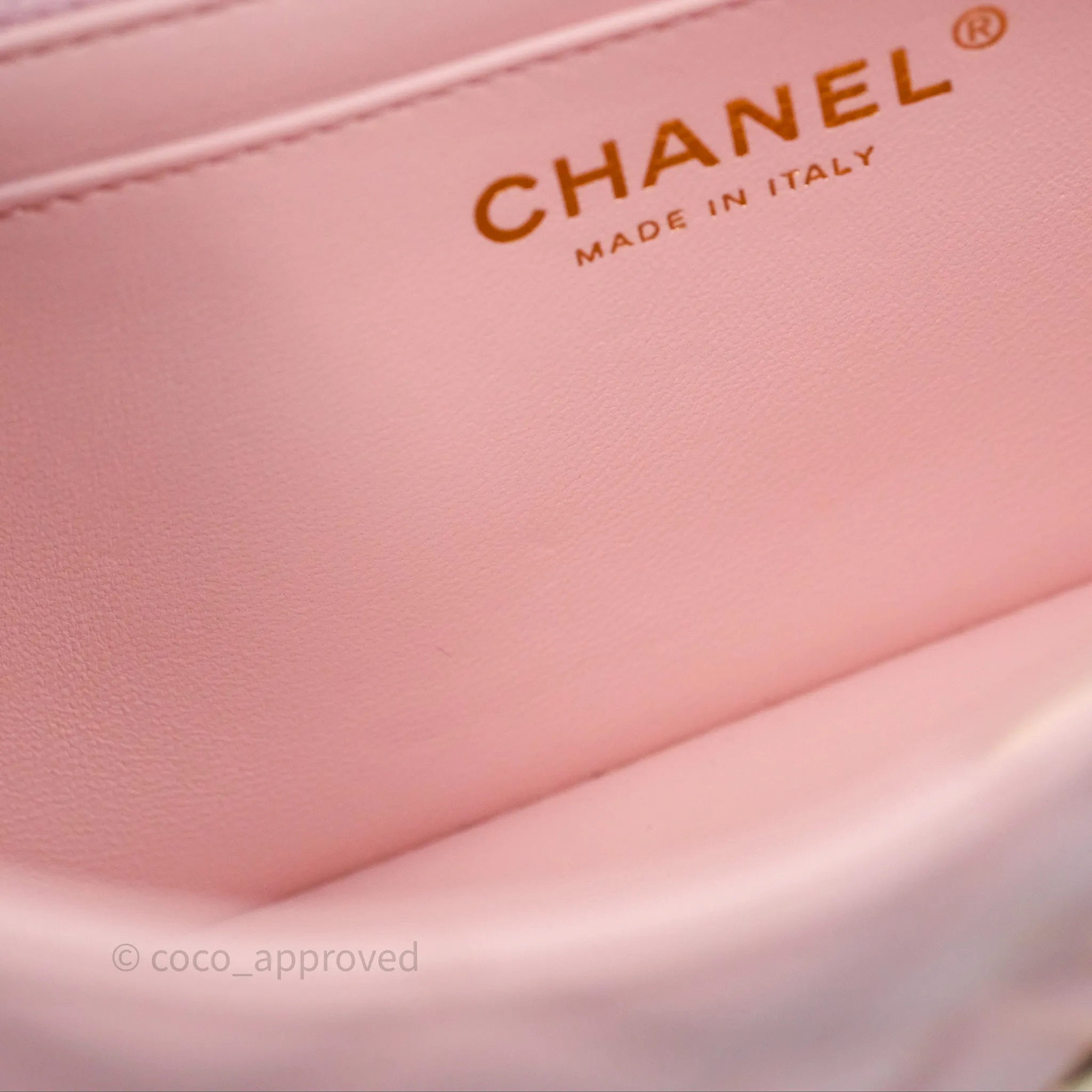Chanel Quilted Mini Rectangular Flap Pink Lambskin Gold Hardware