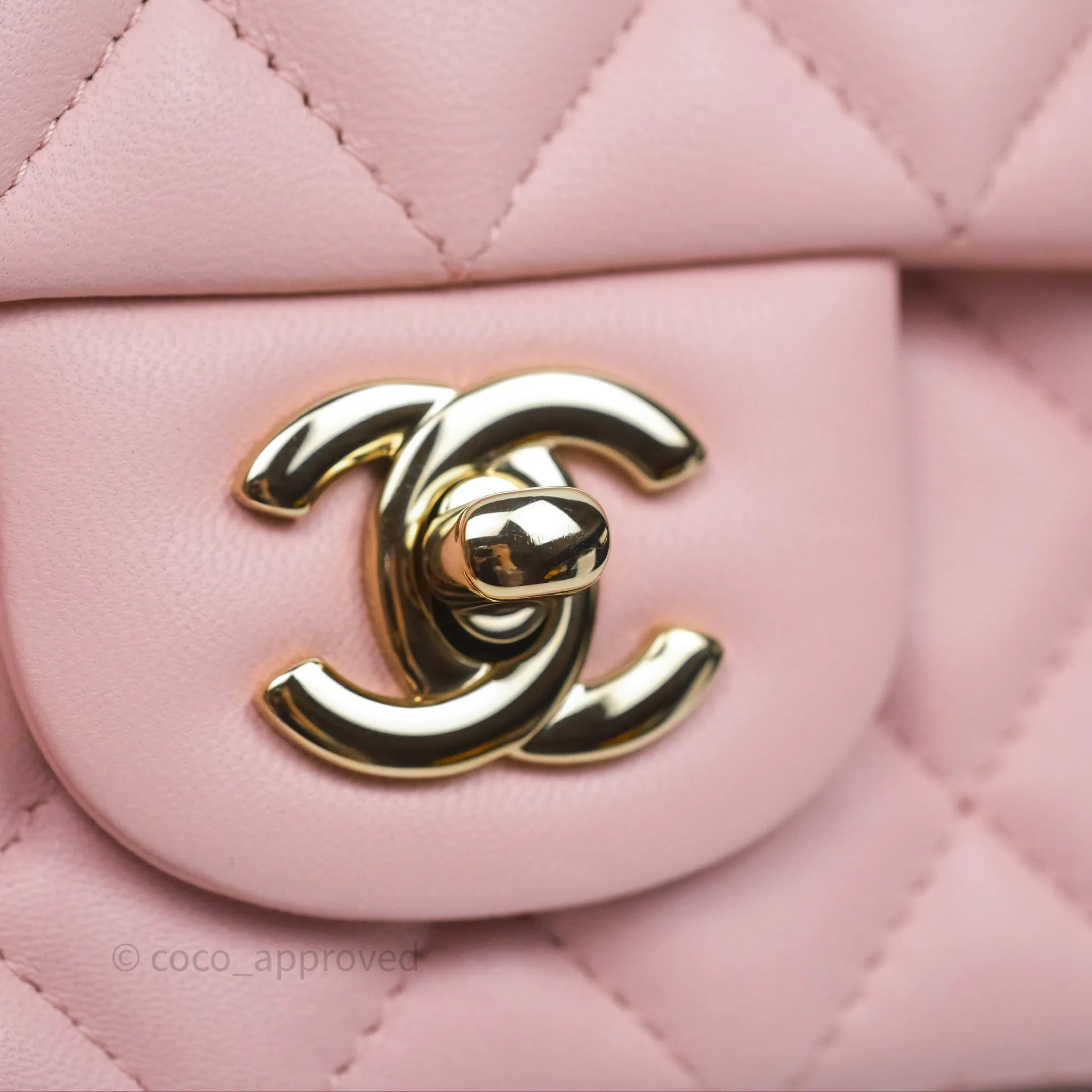Chanel Quilted Mini Rectangular Flap Pink Lambskin Gold Hardware