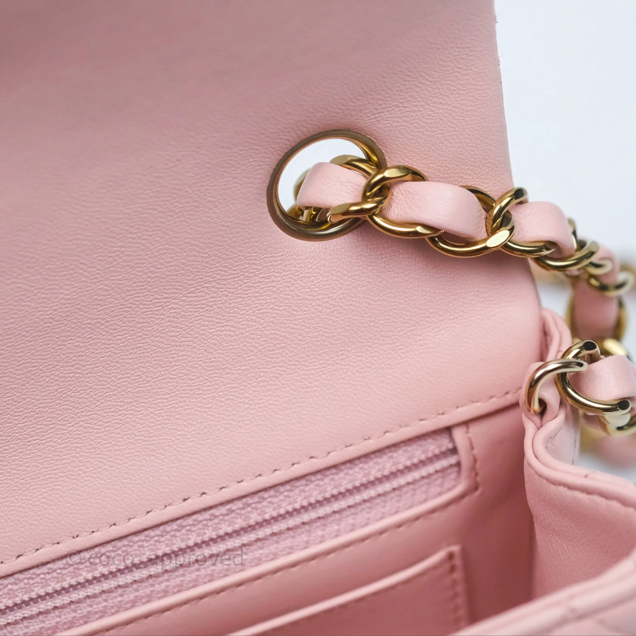 Chanel Quilted Mini Rectangular Flap Pink Lambskin Gold Hardware