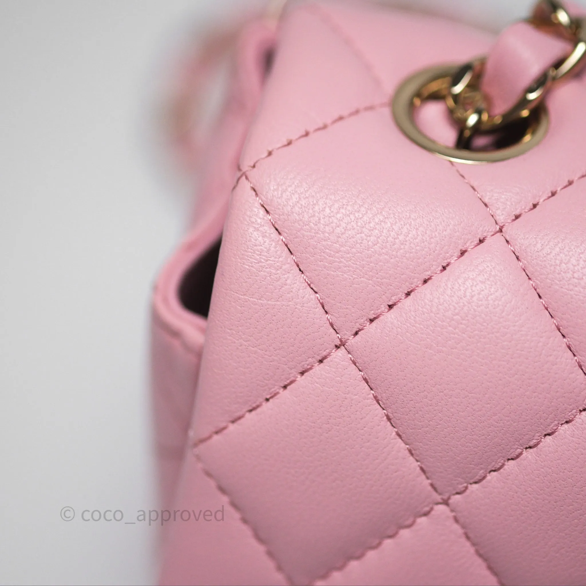 Chanel Quilted Mini Rectangular Flap Pink Lambskin Gold Hardware