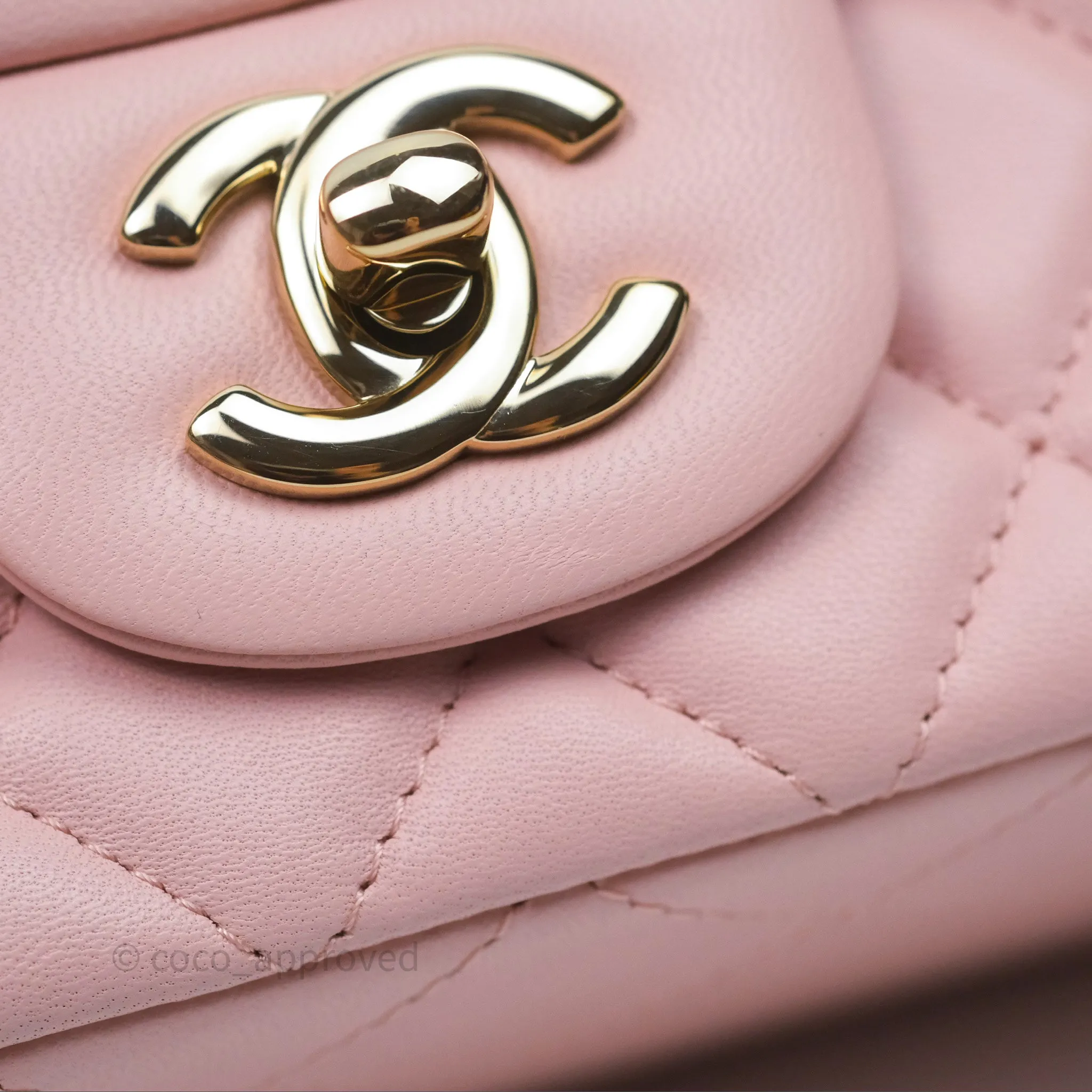 Chanel Quilted Mini Rectangular Flap Pink Lambskin Gold Hardware