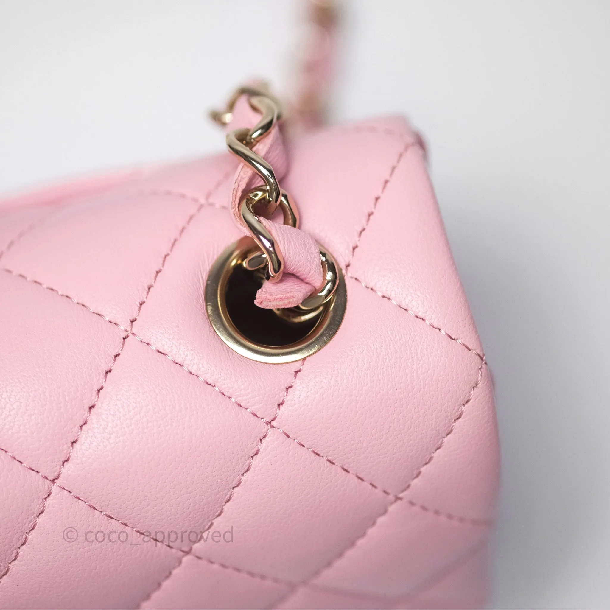 Chanel Quilted Mini Rectangular Flap Pink Lambskin Gold Hardware