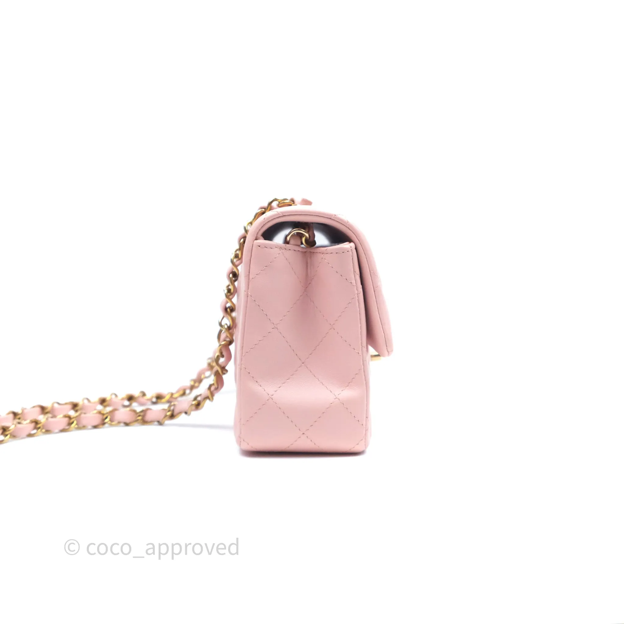 Chanel Quilted Mini Rectangular Flap Pink Lambskin Gold Hardware