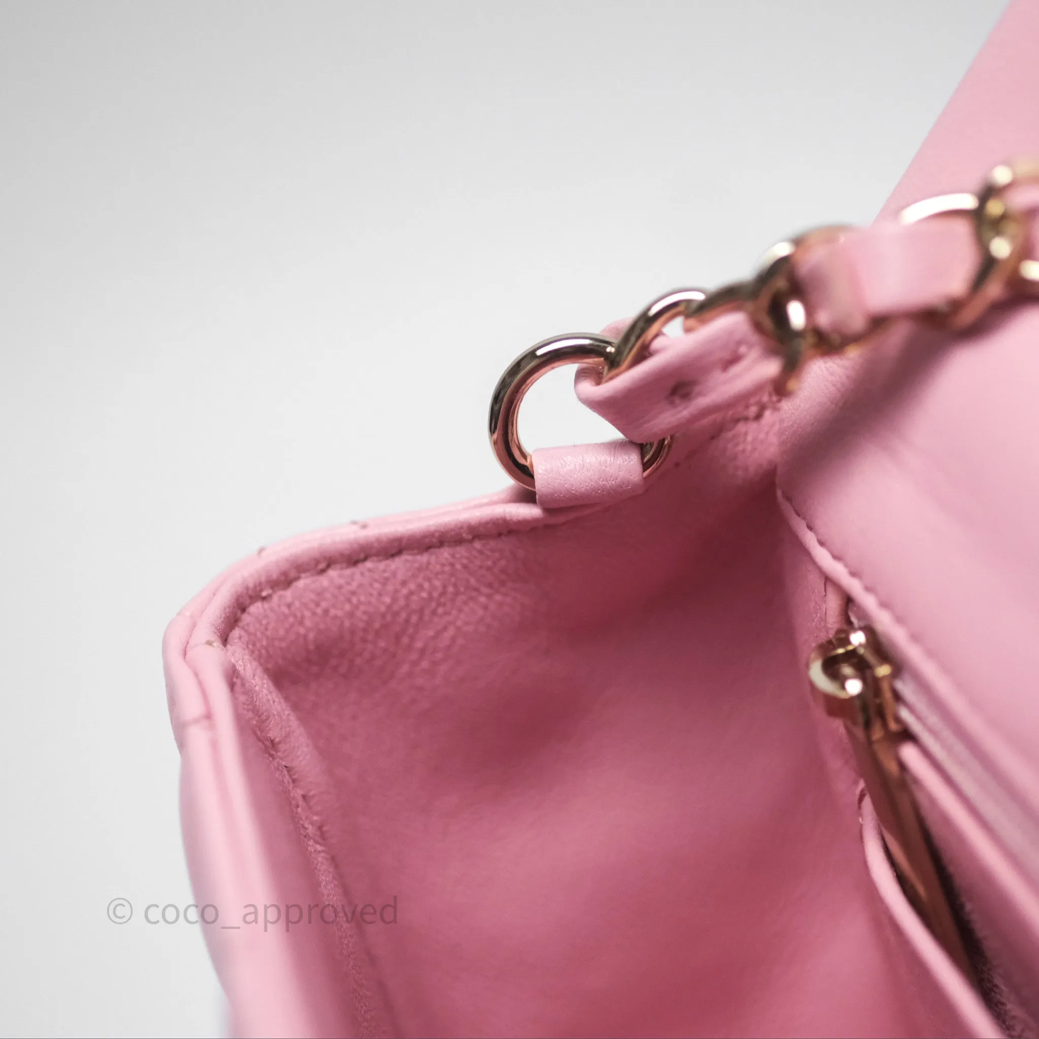 Chanel Quilted Mini Rectangular Flap Pink Lambskin Gold Hardware