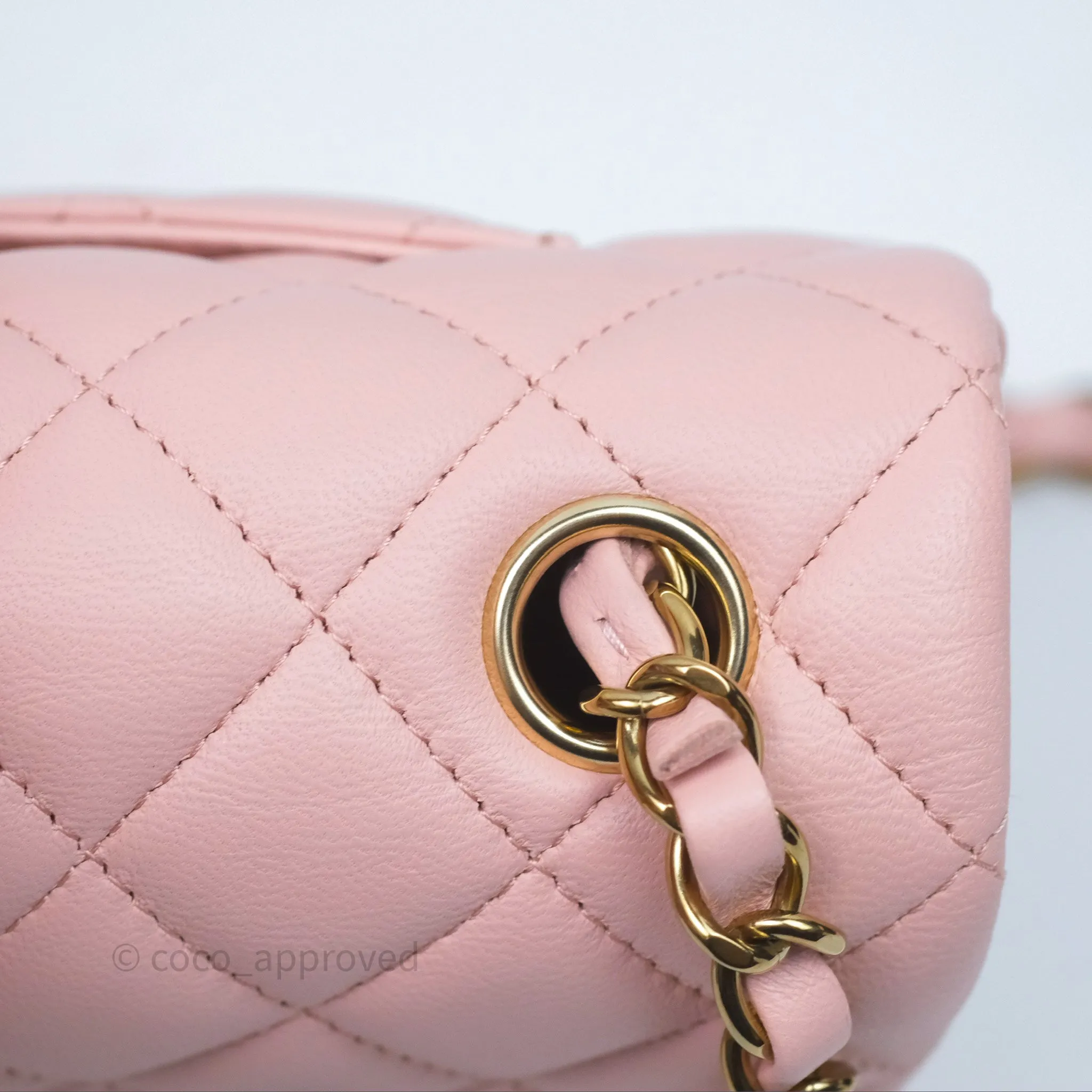 Chanel Quilted Mini Rectangular Flap Pink Lambskin Gold Hardware